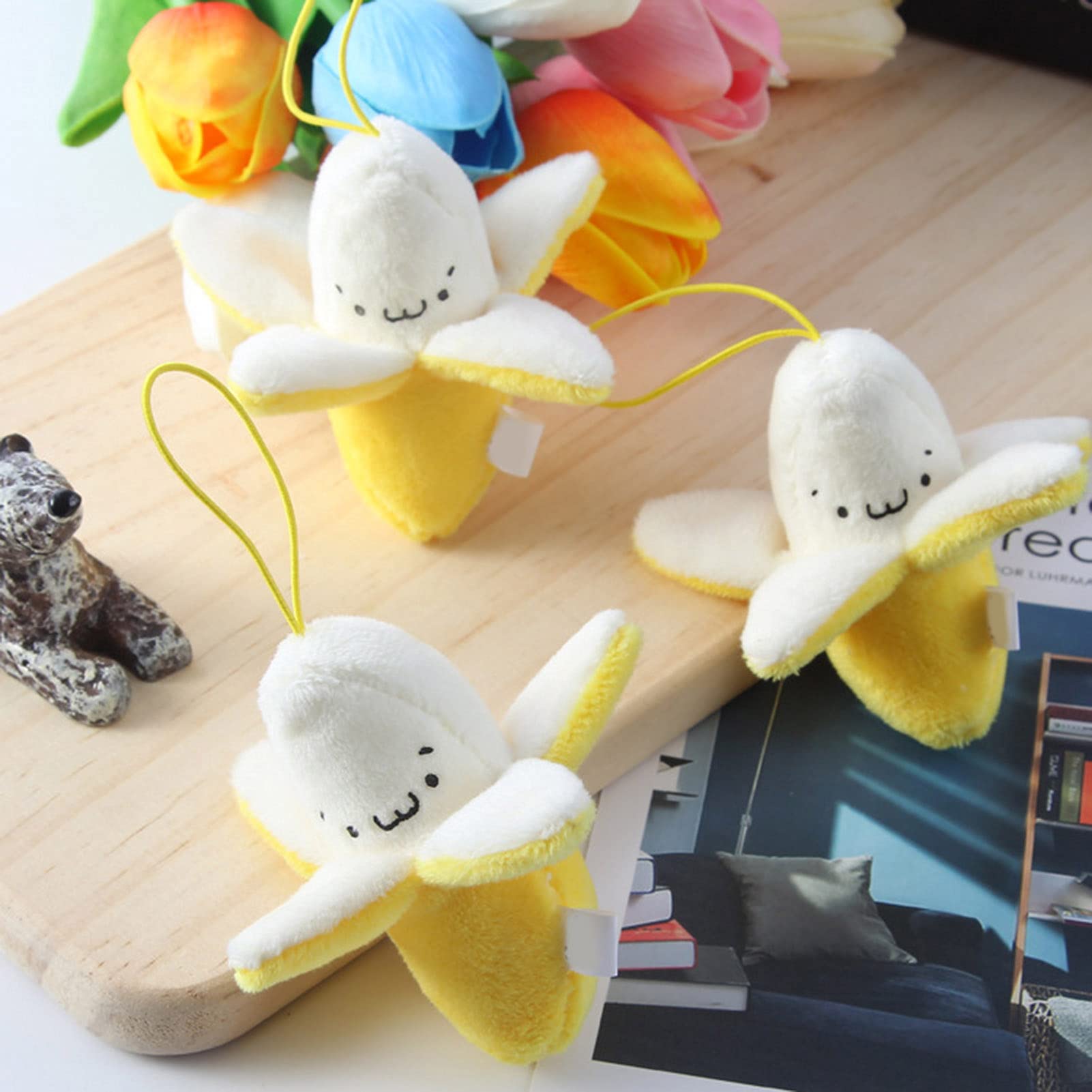 Himpokejg Cute Stuffed Banana Shape Toy Cartoon Doll PP Cotton Soft Doll Plush Pendant Birthday Gift for Decoration 1.97 inches