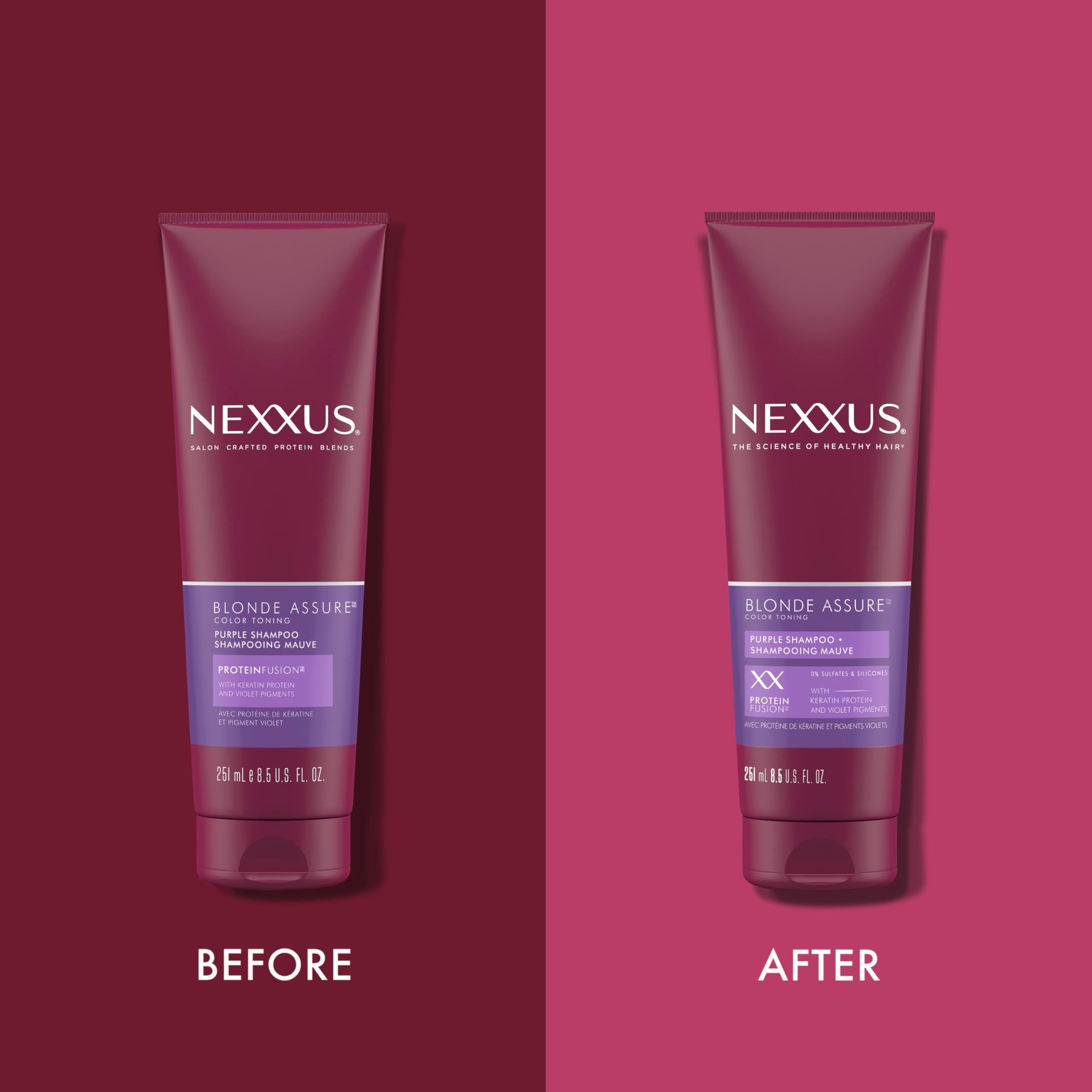 Nexxus Blonde Assure Purple Shampoo, For Blonde Hair Color Care Shampoo, Keratin Protein 8.5 oz