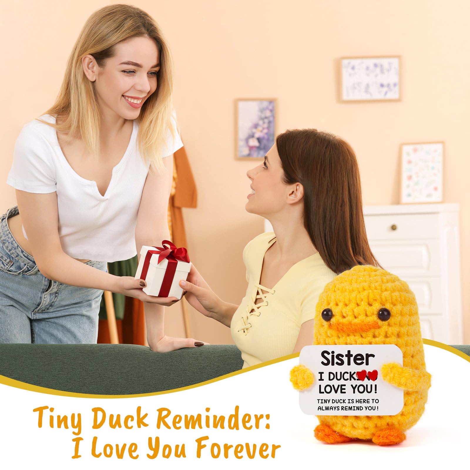 MBL Sister Birthday Handmade Funny Cute Small Duck for Sisters Sis Big Little Sister from Sister Birthday Christmas Stocking Stuffers White Elephant Valentine's Day Gift