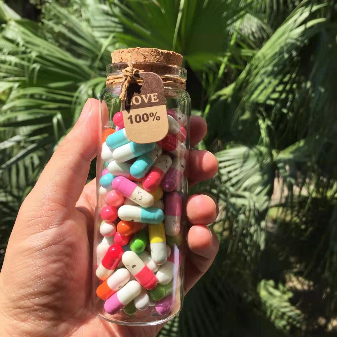 Infmetry Cute Capsules in a Glass Bottle Lovely Notes Couples Gifts for Him Her Boyfriend Girlfriend Mom Birthday Anniversary Valentines Mothers Day Gifts (Mixed Color 90pcs)