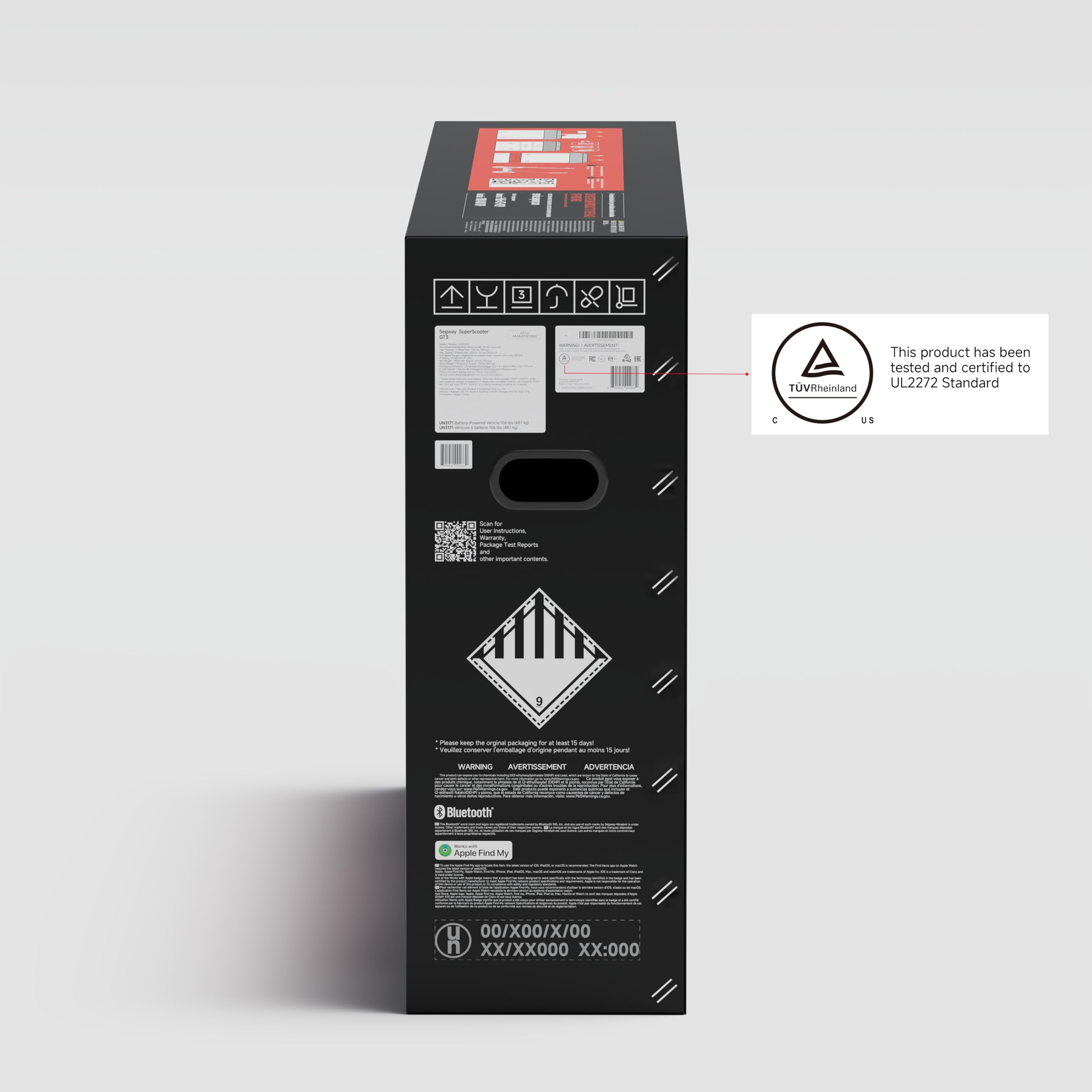 Segway SuperScooter GT3, 31 MPH w/ 45-Mile Long Range, 2400W Peak Motor, Dual Hydraulic Suspension, Self-Sealing Tires, Flash Charging Electric Scooter for Adults, UL 2272/2271 Certified, Gen3