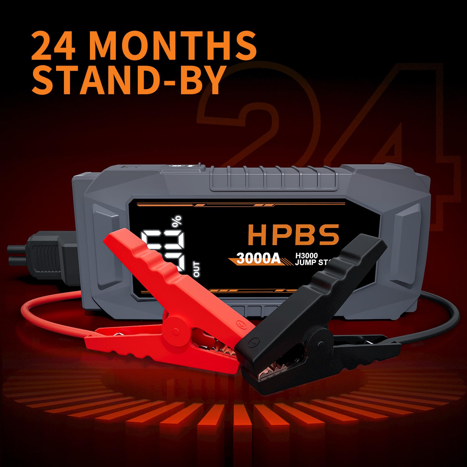 HPBS Jump Starter - 3000A Car Battery Jump Starter for Up to 10L Gas and 8L Diesel Engines, 12V Portable Battery Jump Starter Box with 3.0" LCD Display