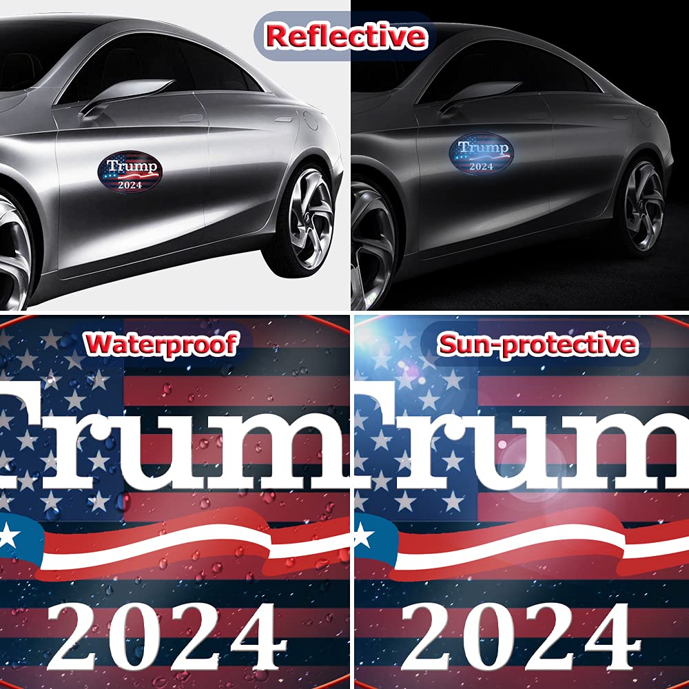 QSUM Trump 2024, 2PCS Trump Magnetic Stickers for Cars, Trump 2024 Bumper Sticker for 47th Presidential Election Day Celebration Parades Event