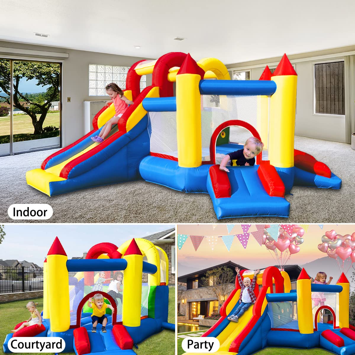 Umbalir InfIatable Bounce House for Kids 3-8 yr, Bouncy House Accommodate 4-6 Kids, Fun and Safe Indoor/Outdoor Play (12.3'Lx10'Wx6.3'H)