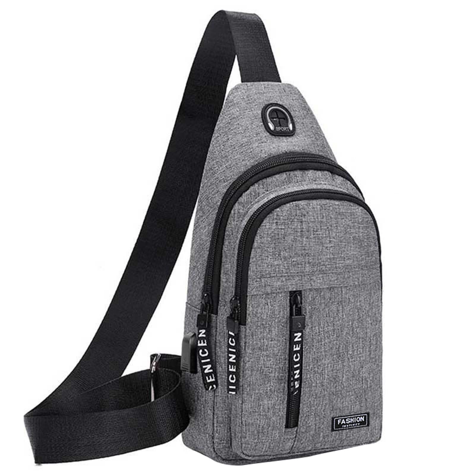 Generic Todays Deals in Clearance, Sling Bag for Women Men, Crossbody Bags, Chest Bag, Sling Backpack with USB Hole, Gray