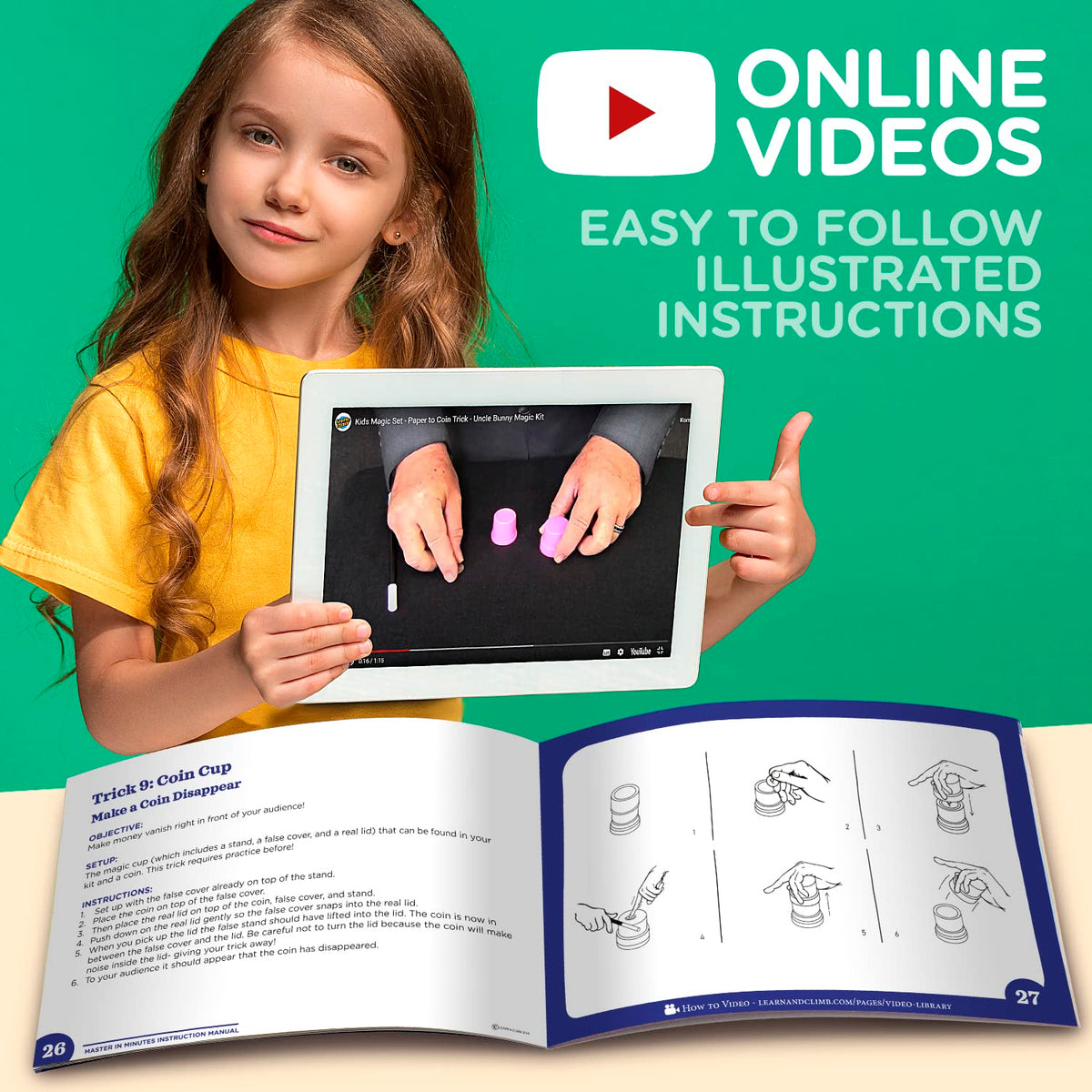 Learn & Climb Mega Magic Kit for Kids - Perform 100's of Today's Most Exciting Tricks - Magician Set with Tutorial Videos for Children Ages 6, 7, 8, 9, 10, 11, 12