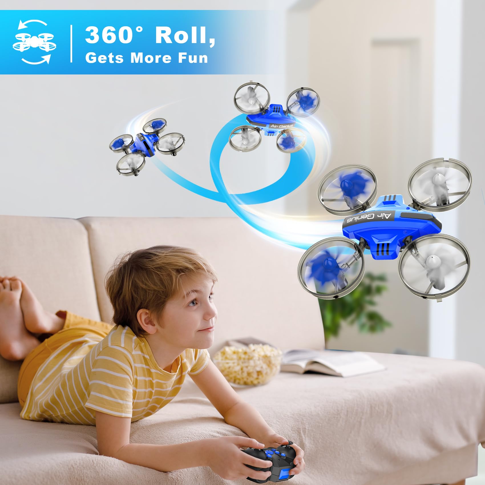 Oddire Mini Drone for Kids 8-12 & Adults, Drones & Cars 2 in 1 Toy with One Key Take Off-Landing, Altitude Hold, Headless Mode, 360° flip, Car Mode, 2 Batteries, Gift Kids Toys for Boys and Girls