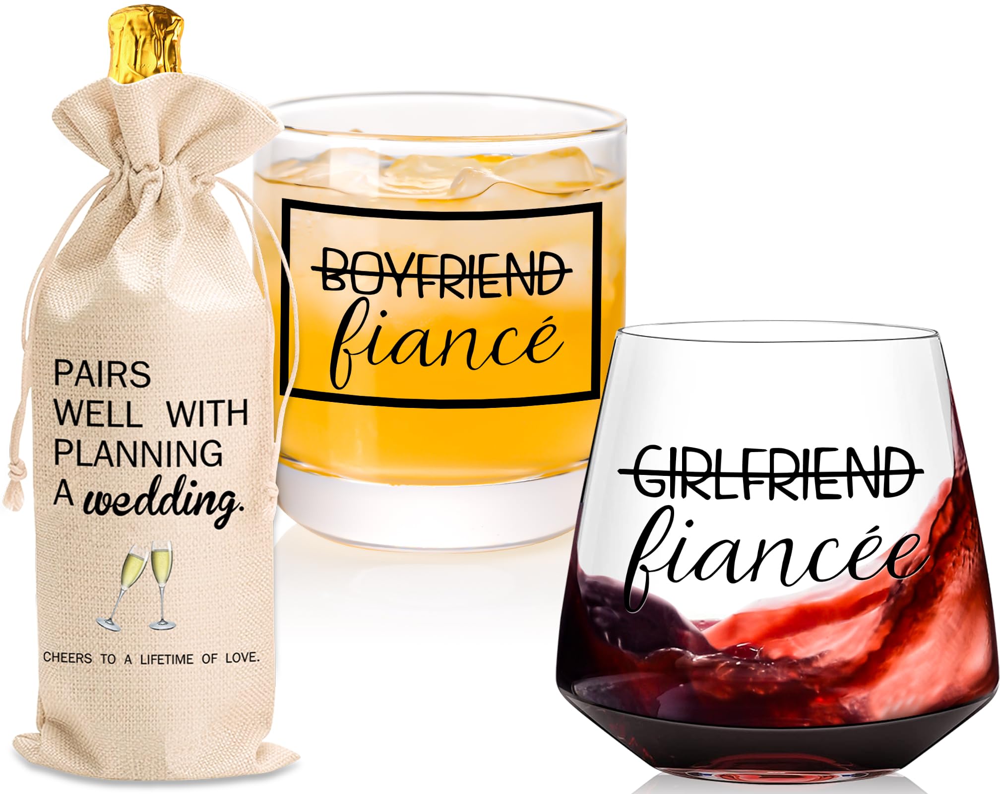 Engagement gifts for couples gifts for Newly Engaged,Christmas Engagement Gifts for Her Fiance Fiancee wine glasses for Women,Mr Mrs Gifts engaged gifts for Bridal,Women Engagement Gifts