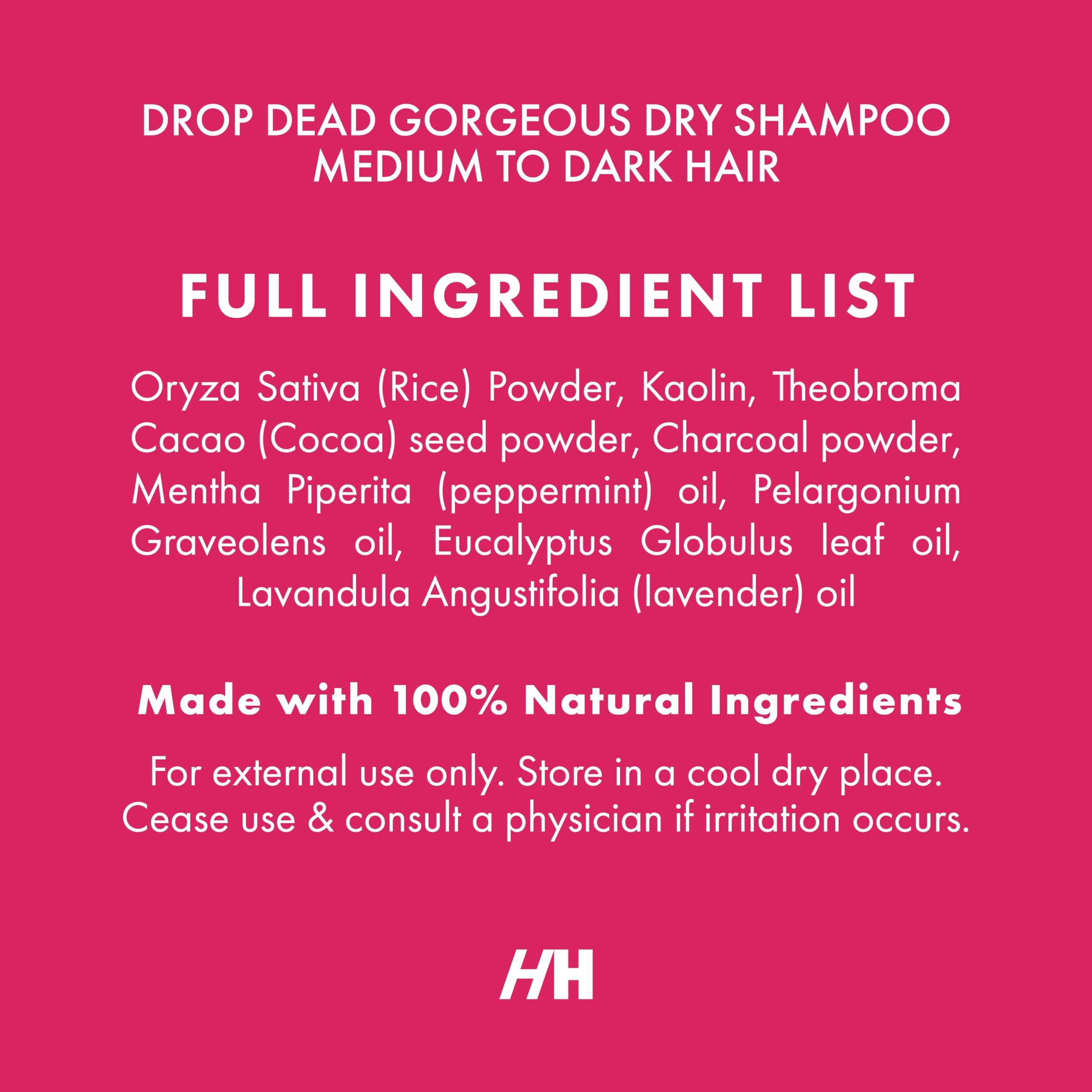 Handmade Heroes Non Aerosol Dry Shampoo Volume Powder | 1.8oz | 100% Natural & Vegan | For Dark Hair & Brunette Hair