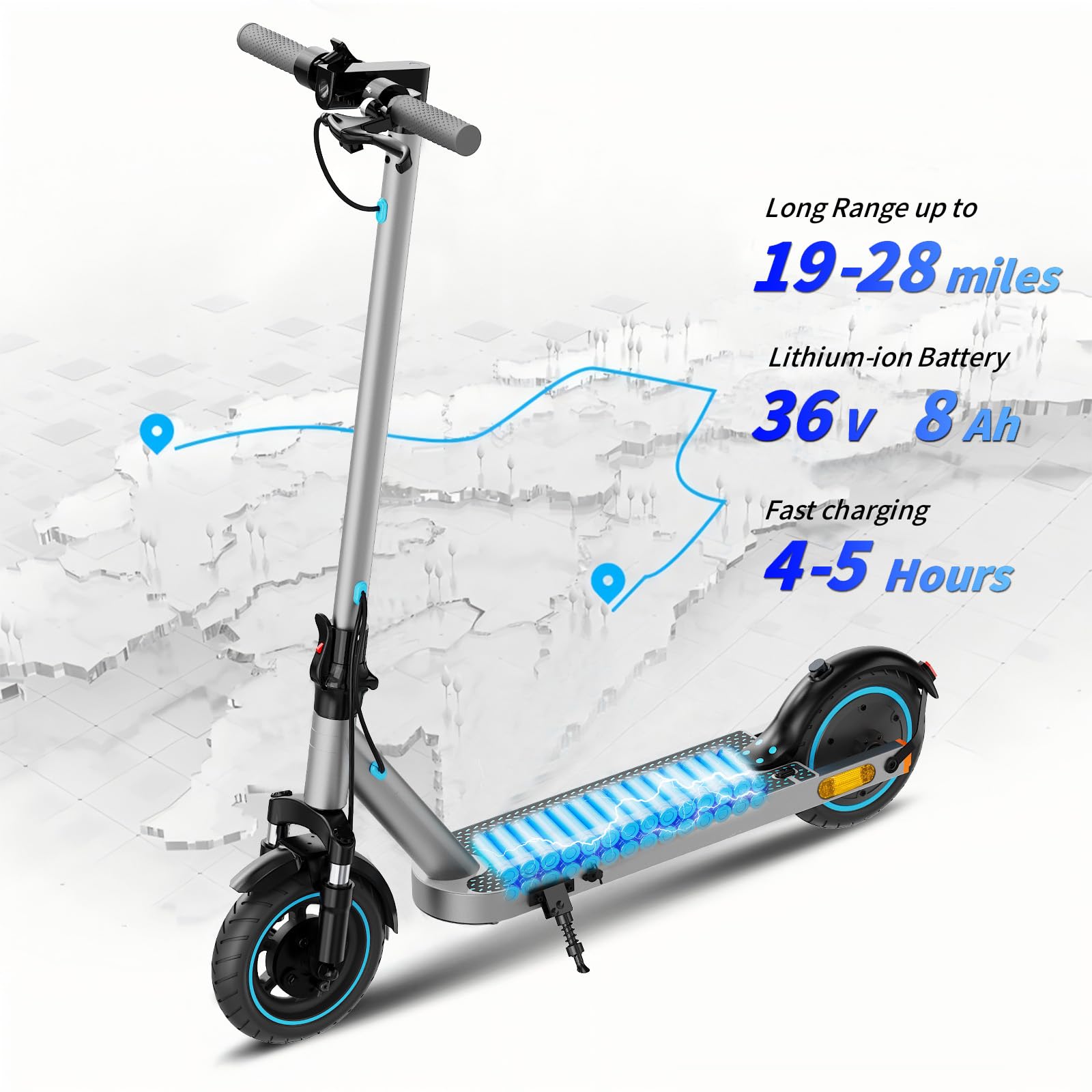 QnQ Electric Scooter, Powerful 500WPeak Motor, Max12/28Miles Long Range, Top Speed 15.5/19MPH, 8.5" Tires,Long-Lasting Battery Life, Dual elastomer Suspension UL 2272 & 2271 Certified