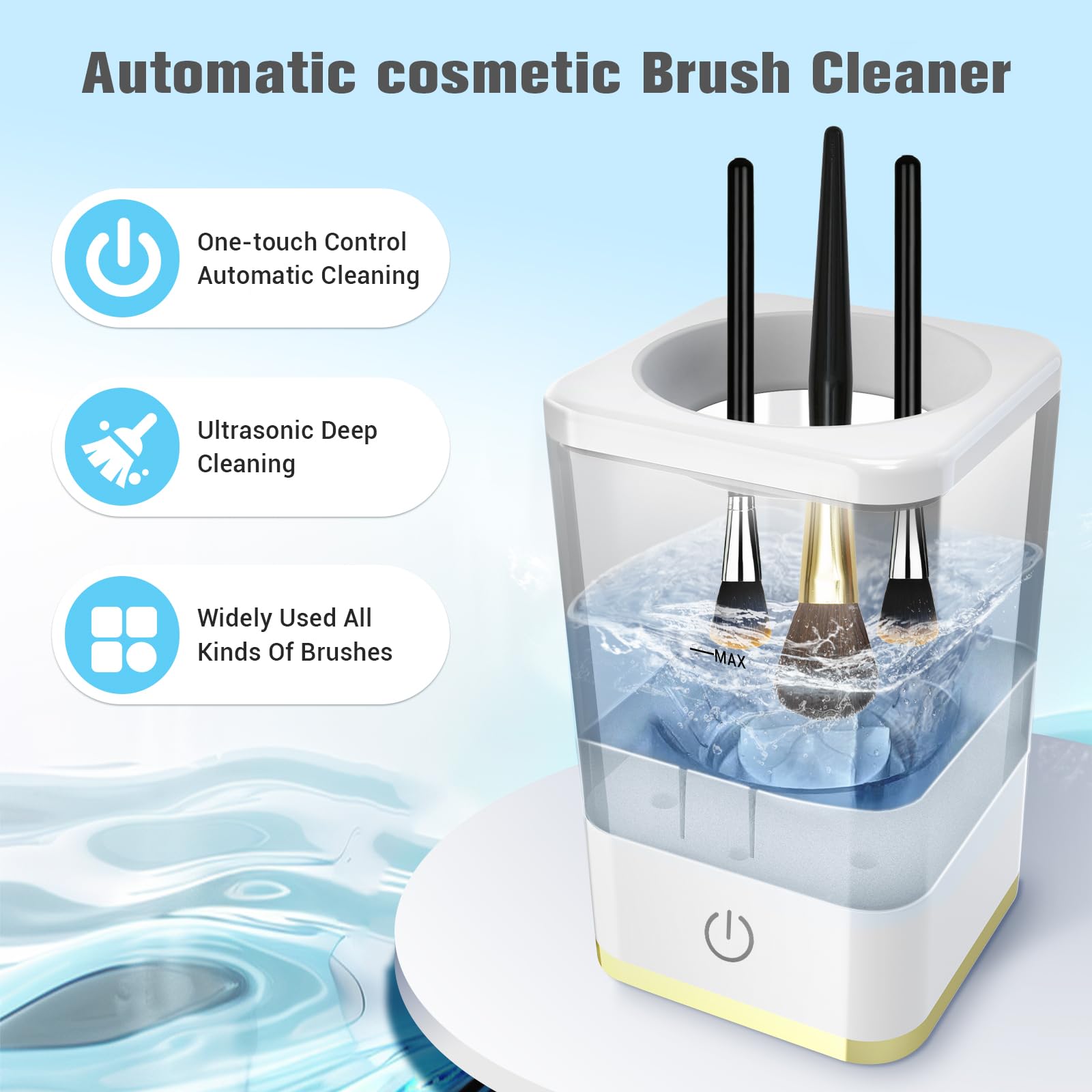 Makeup Brush Cleaner, Neeyer Super-Fast Electric Brush Cleaner Machine Automatic Brush Cleaner Spinner Makeup Brush Tools White