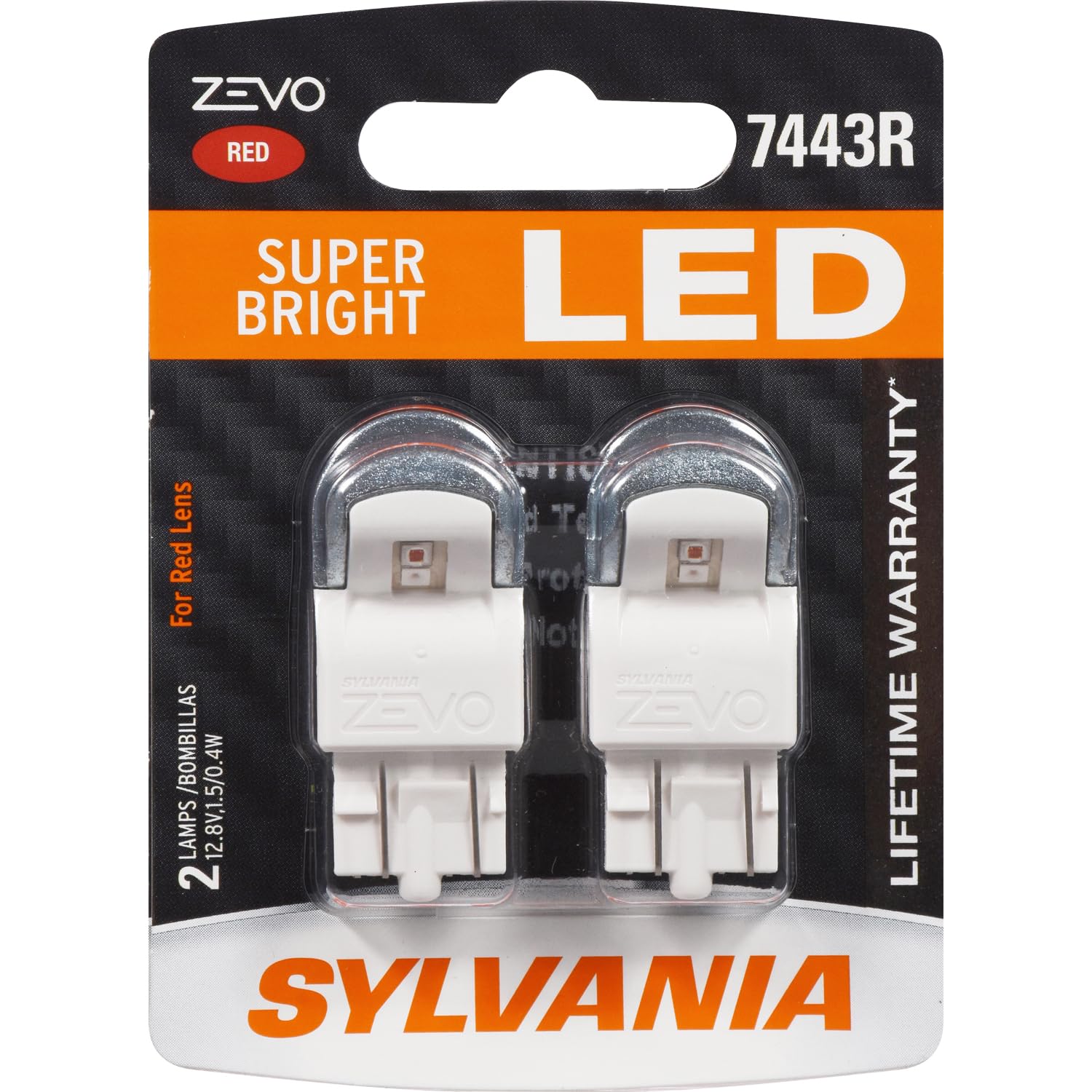 SYLVANIA - 7443 T20 ZEVO LED Red Bulb - Bright LED Bulb, Ideal for Stop and Tail Lights (Contains 2 Bulbs)