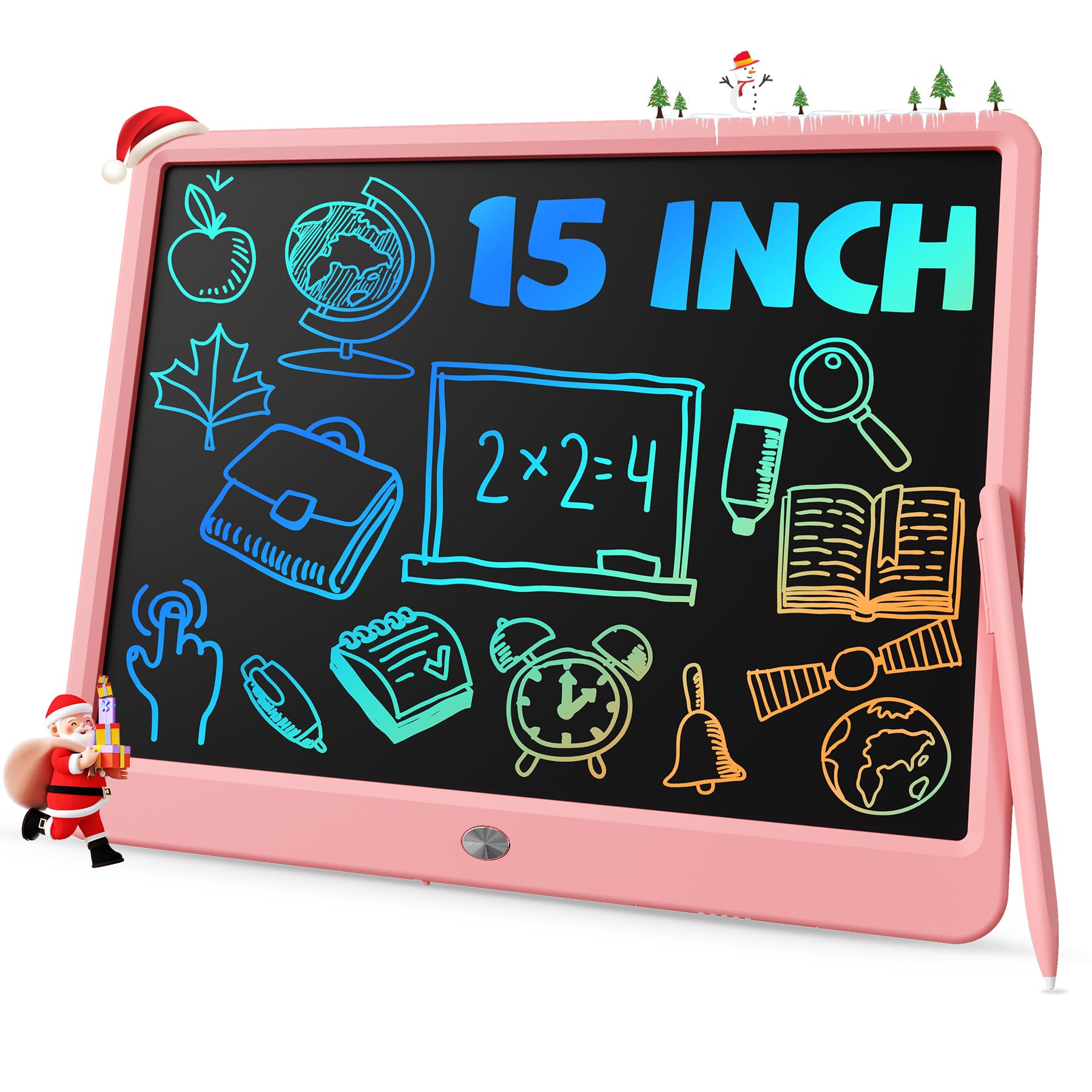 TEKFUN Teen Girl Gifts Ideas, 15inch LCD Writing Tablet for Kids Age 8-10 and Up, Doodle Board 4 5 6 7 Year Old Girl Toys, Mothdays Day Gifts Homeschool Supplies Easter Gifts for Toddlers (Pink)