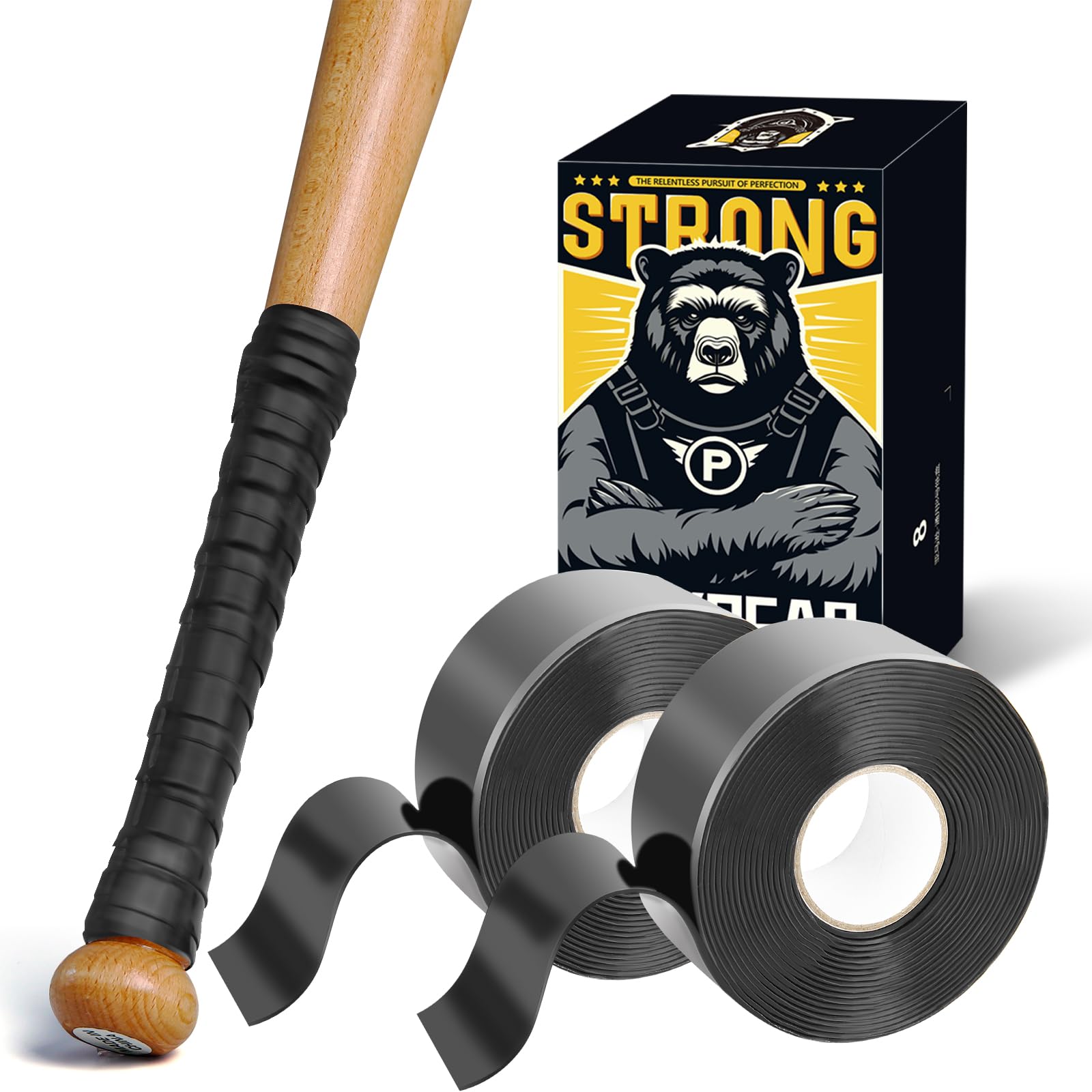 PHIXBEAR Baseball Bat Grip Tape, 1.1mm - Multi Sport Handle Tape for Golf Tennis Softball and Hockey, Enhanced Self-Fusing Silicone for Reliable Traction and Shock Absorption