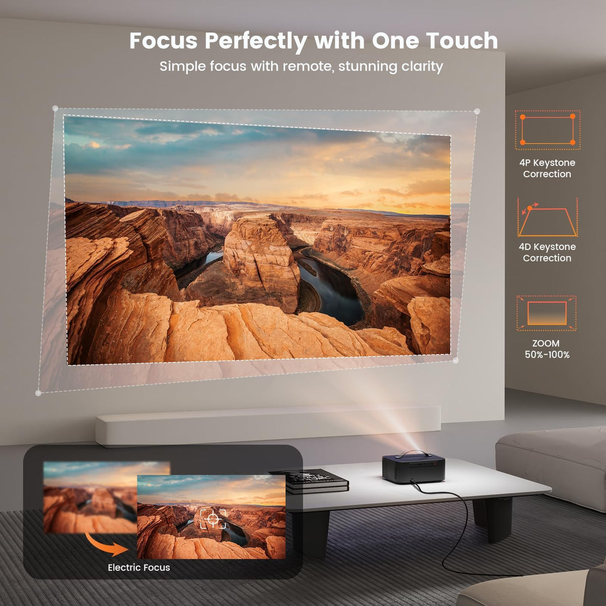 [Netflix-Licensed/Dolby Audio]Outdoor-Projector 4K with Wifi 6 and Bluetooth,ONOAYO 800ANSI Native 1080P Portable Projector,Built-in Netflix/YouTube/PrimeVideo, Electric Focus Keystone Smart Projector
