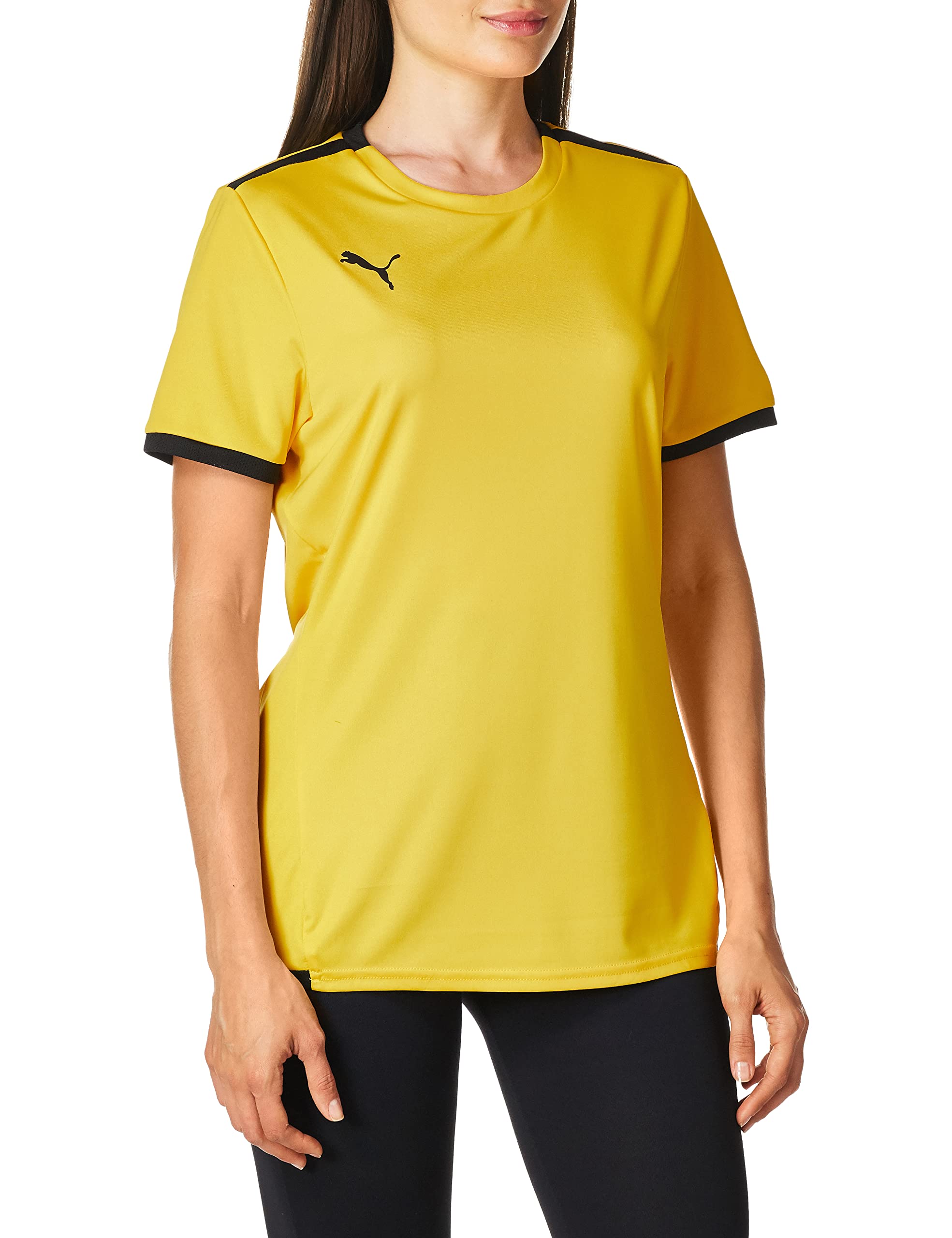 PUMA Women's Teamliga Jersey, Cyber Yellow Black, Large