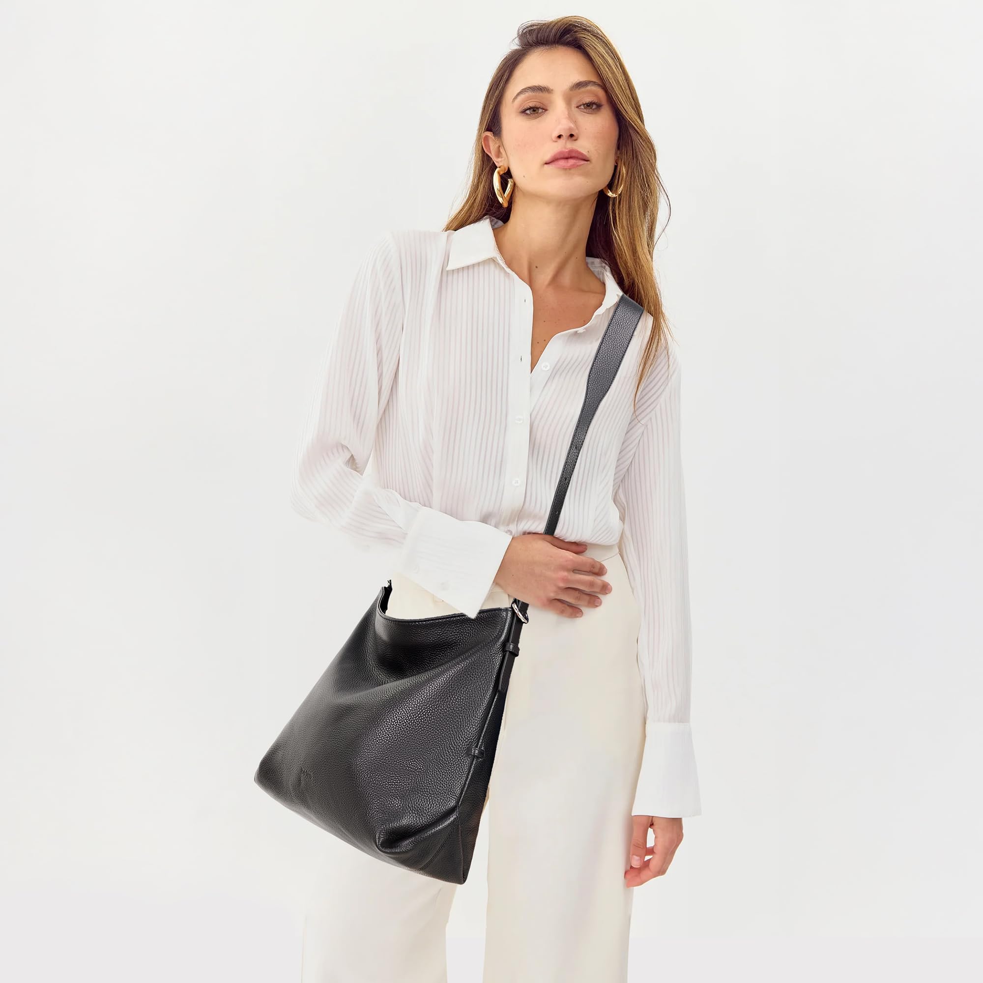 befen Black Genuine Leather Hobo Bags Purse for Women, Womens Crossbody Bag Leather Purses Shoulder Handbags with Adjustable Shoulder Strap
