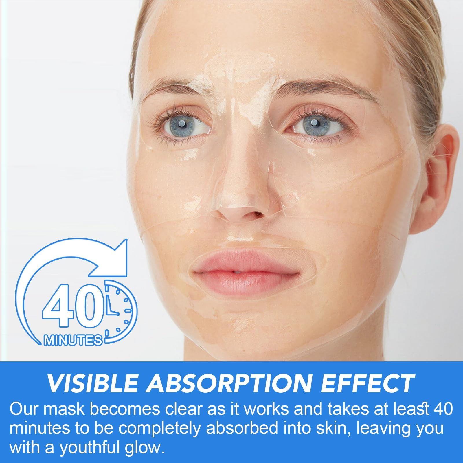 GOGIFTGO Collagen Face Mask,Collagen Real Deep Mask,Collagen Mask,Deep Hydrating Anti Wrinkle Lifting M-ask,Hydrogel M-asks for All Skin Types 34g*4ea