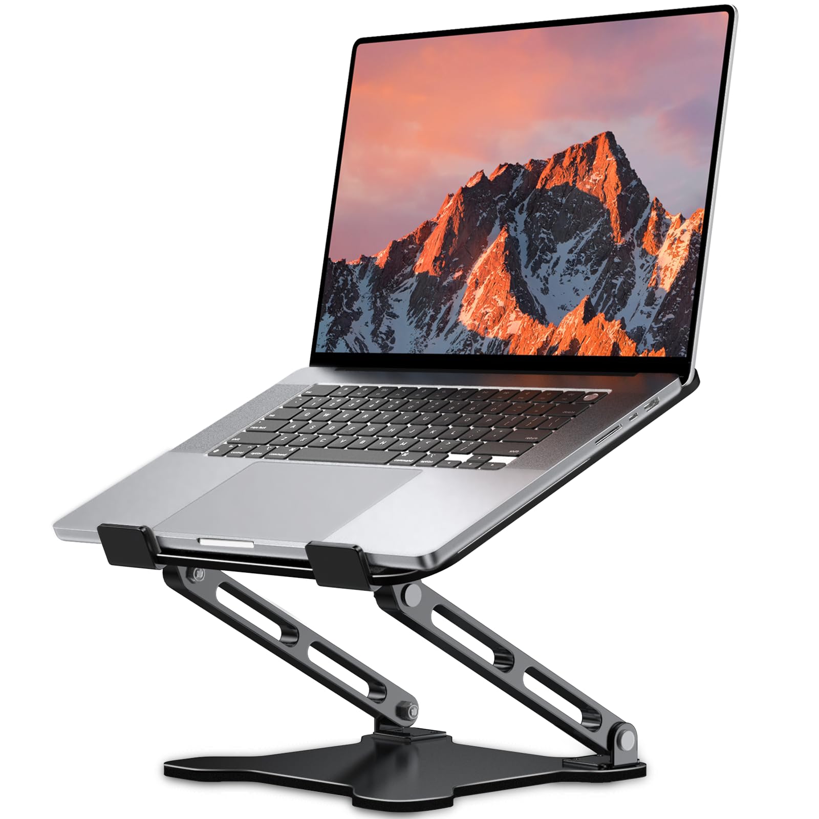 LOXP Adjustable Laptop Stand for Desk, Metal Foldable Laptop Riser, Ventilated Cooling Printer Stand, Ergonominc Computer Notebook Stand for Desk Compatible with 10-15.6“ Laptops