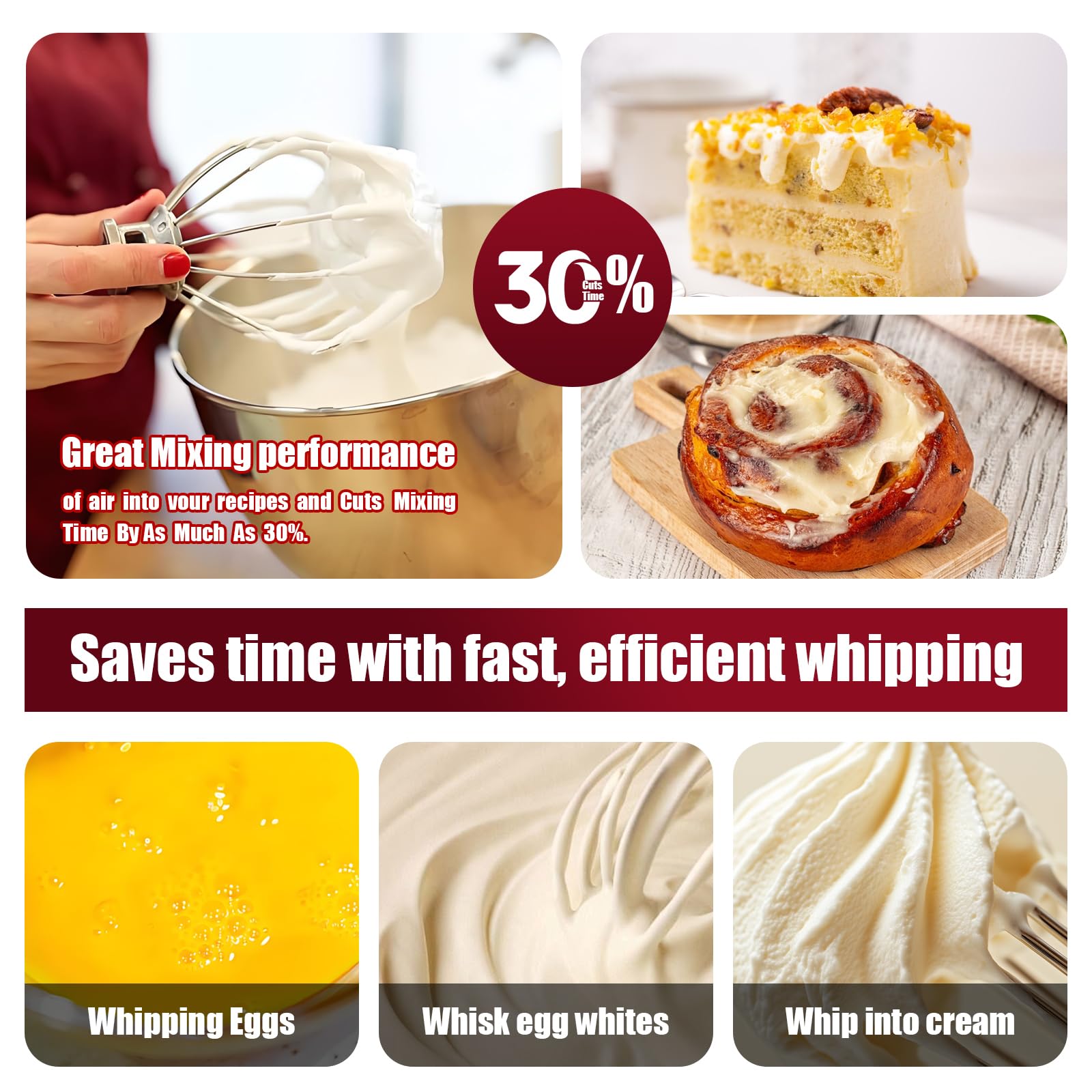 K45WW 6-Wire Whip Attachment Fits KitchenAid Tilt Head Stand Mixer - Egg Heavy Cream Beater, Cakes Mayonnaise Whisk for Kitchen Aid Mixer Accessory Replacement Parts