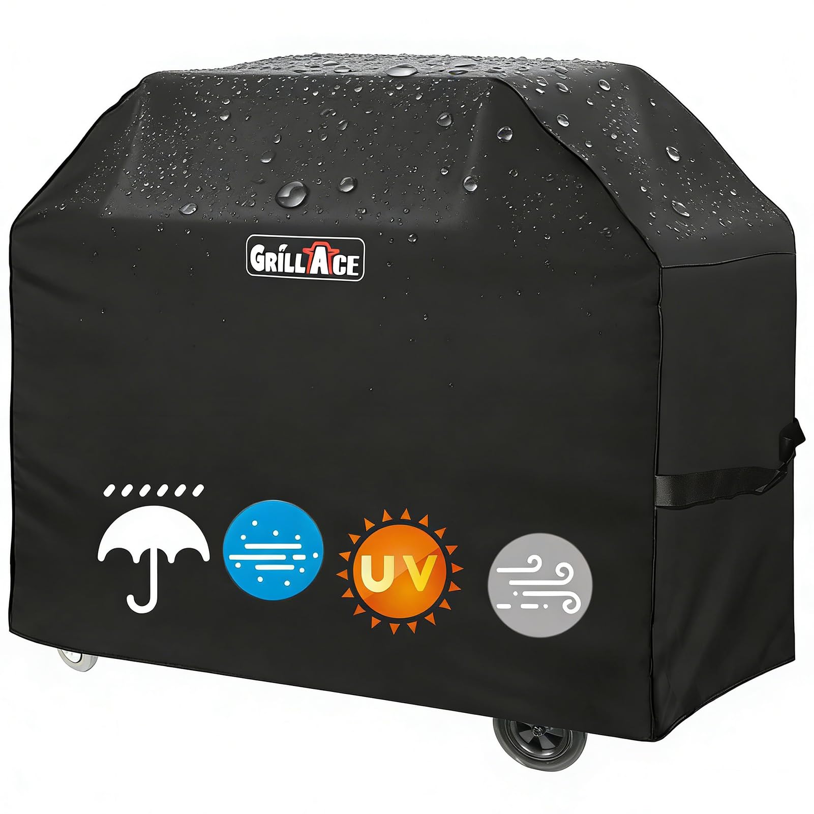 58 Inch Grill Cover Heavy Duty, Fade Resistant 600D Oxford Fabric Waterproof BBQ Gas Grill Cover for Weber Spirit II E-310, Char-Broil, Nexgrill & More, UV Protection with Hook-and-Loop Straps, Black