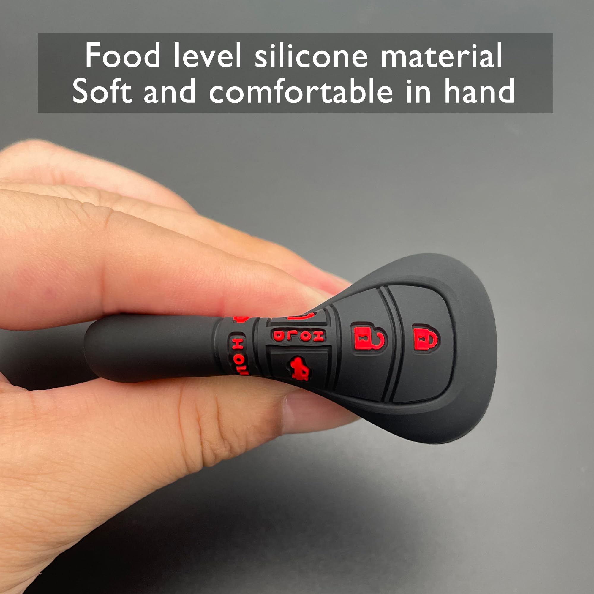 TANDRIVE Key Fob Cover for (5 Buttons) Honda 2022 2023 2024 2025 Civic Accord HR-V Pilot CR-V, Silicone, 2-Pack, Red Button, Black