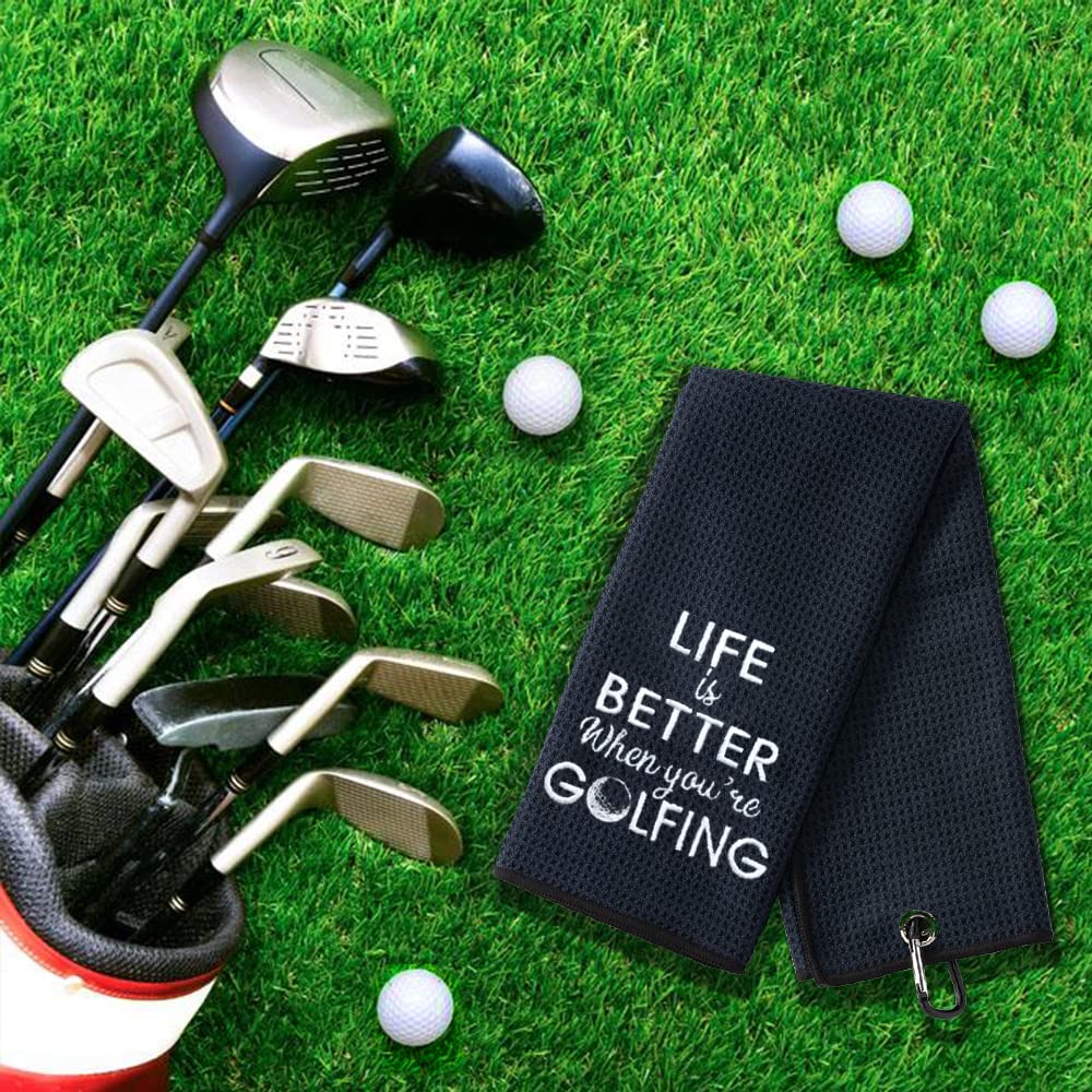 DYJYBMY Life is Better When You're Golfing Golf Towel with Clip Golf Ball Towel for Golf Course Exercise, Golf Gift for Men, Birthday Gifts for Golf Fan, Retired Gifts for Coworker