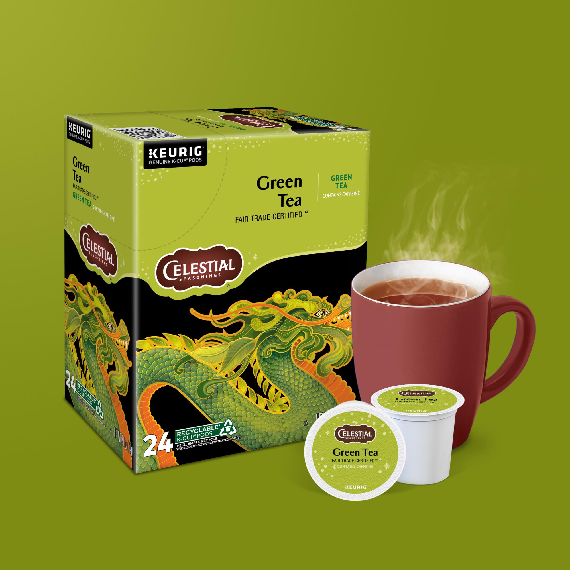 Celestial Seasonings Green Tea, Single-Serve Keurig K-Cup Pods, 96 Count