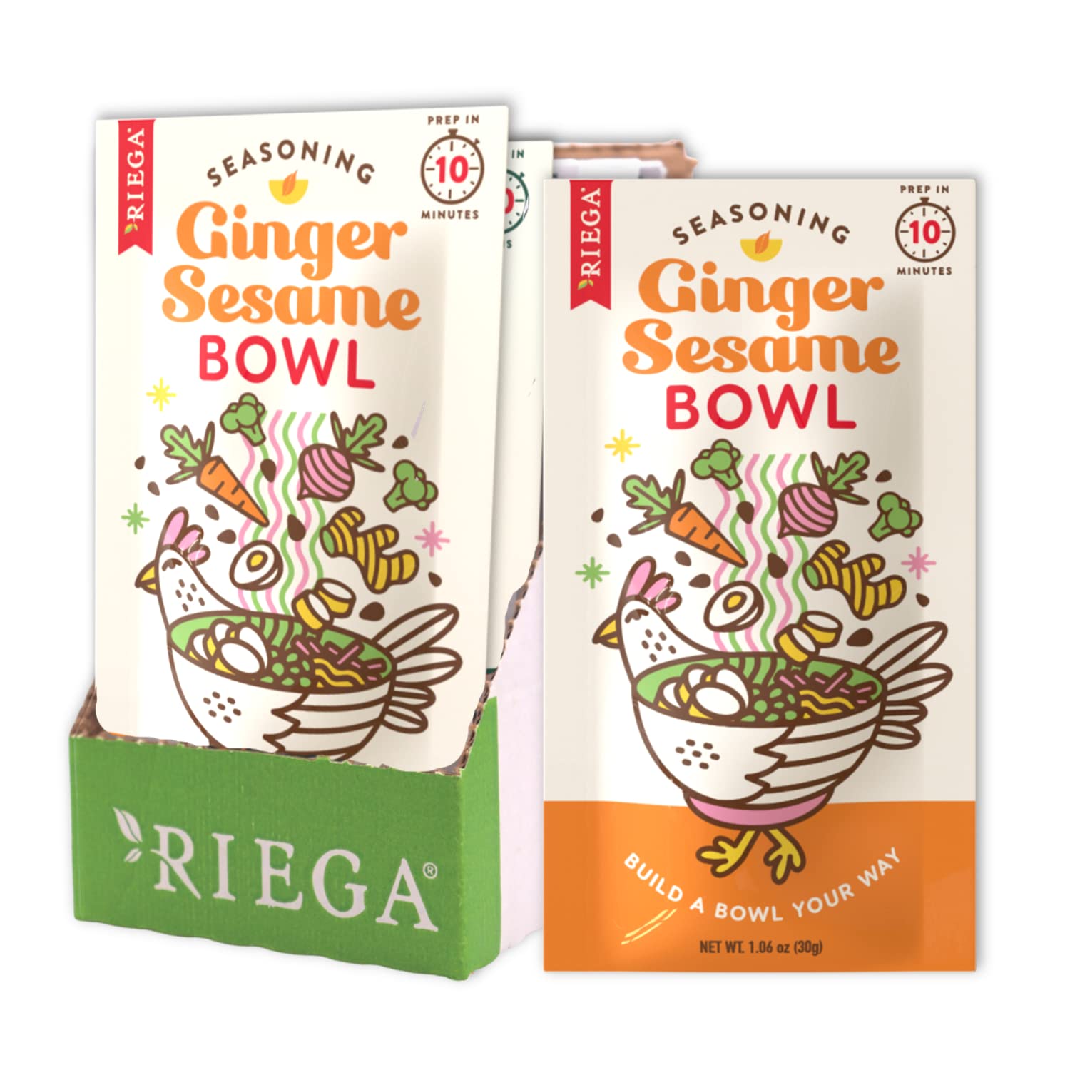 Riega Ginger Sesame Bowl Seasoning, Perfect Mix for Ginger Sesame Dishes (1.06 Ounce (Pack of 8))