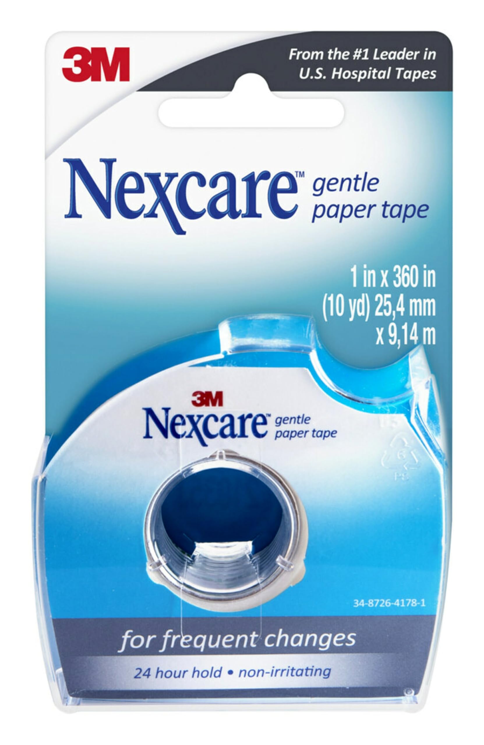 Nexcare Gentle Paper Tape Dispenser, Medical Paper Tape, Secures Dressings and Lifts Away Gently - 1 in x 10 Yds, 1 Dispenser