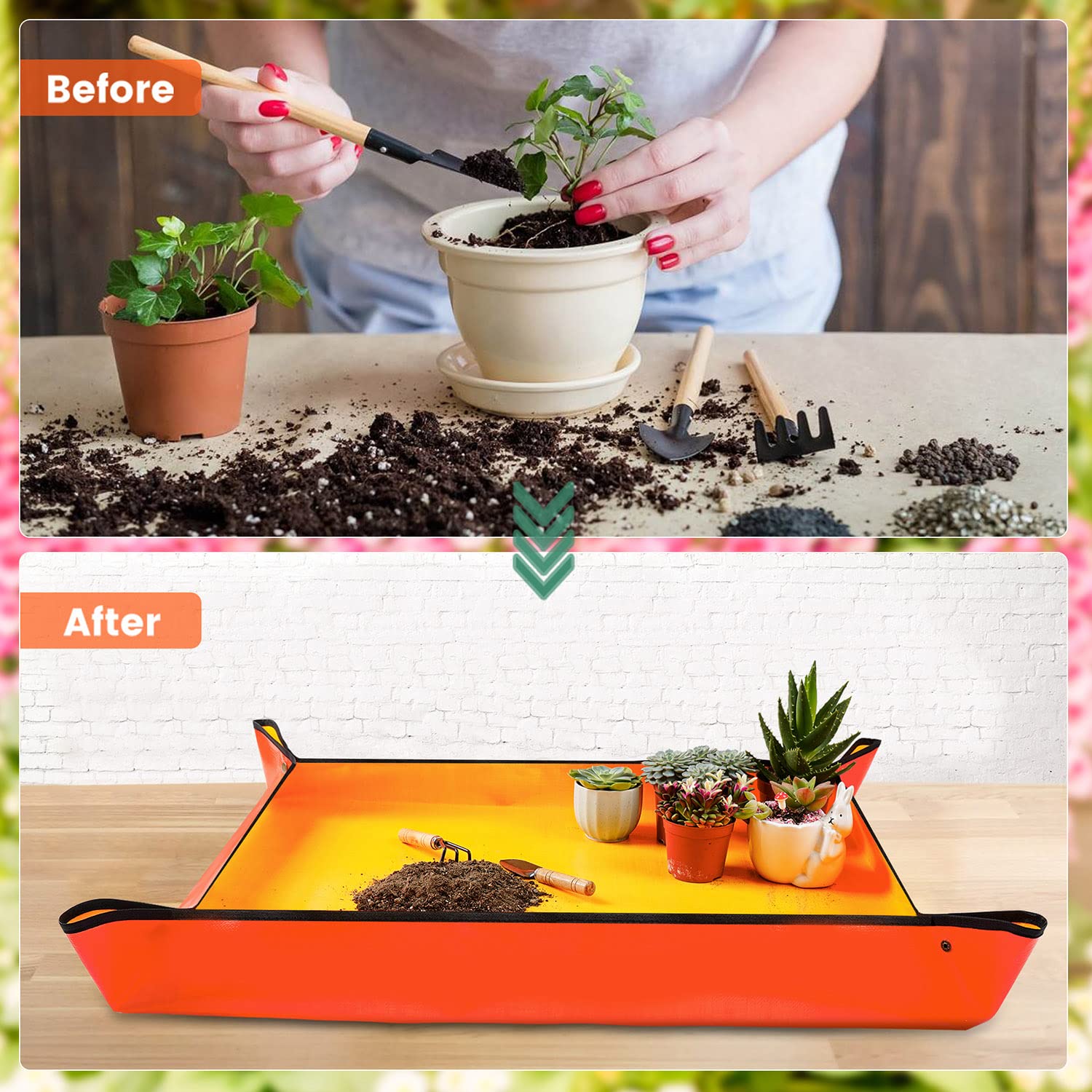 Onlysuki Large Repotting Mat for House Plants Transplanting and Potting Soil Mess Control, Unique Gardening Gifts for Women & Men Mom Birthday Gift Plant Lover Gifts Plant Lady Gifts