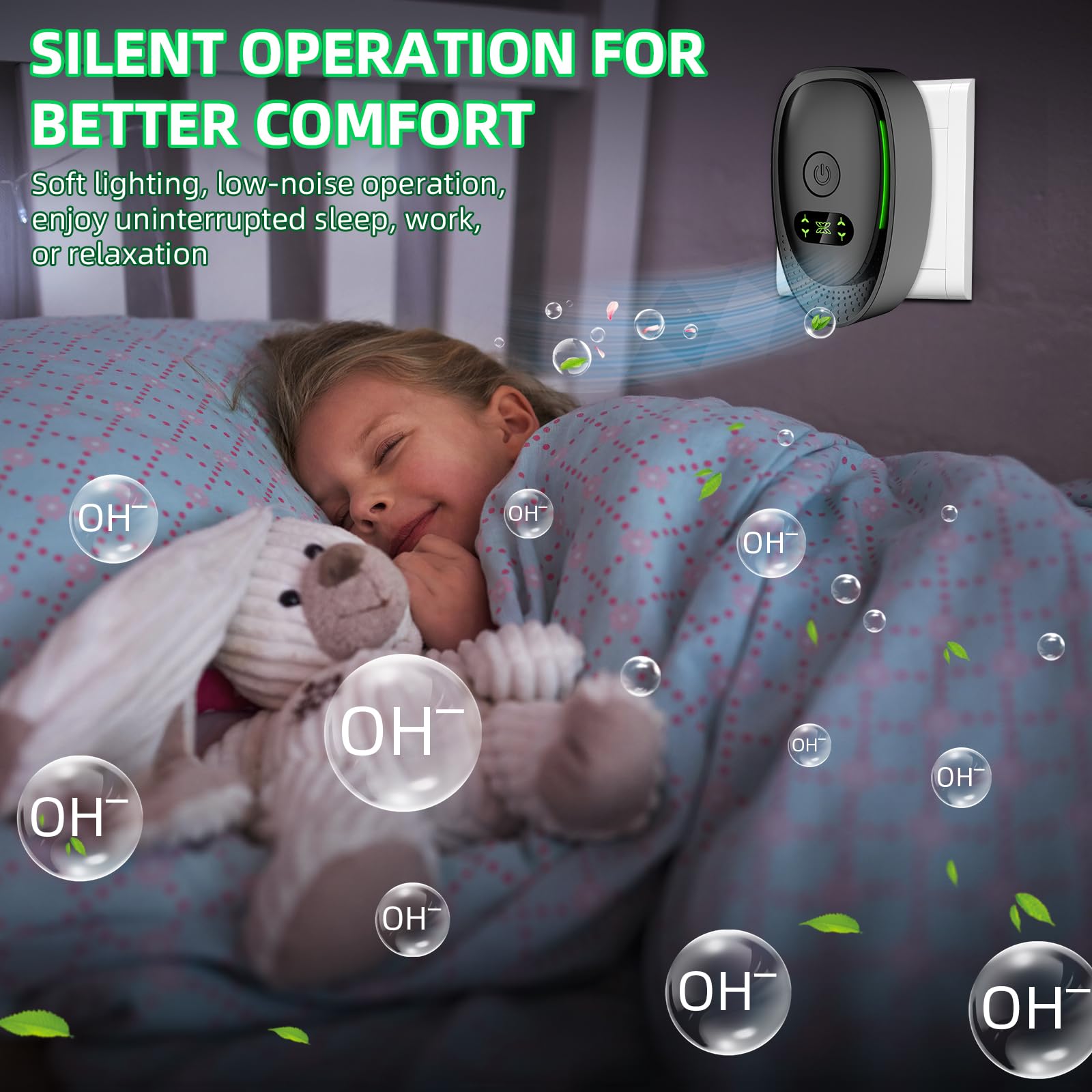 Upgraded Plug in Air Purifiers Odor Eliminator for Home with Negative Ion Generator,Air Ionizers for Dust Mites,Quiet Portable Air Freshener Plug In for Bedroom,Office,Kitchen,Smoke,Dust (6Pack)