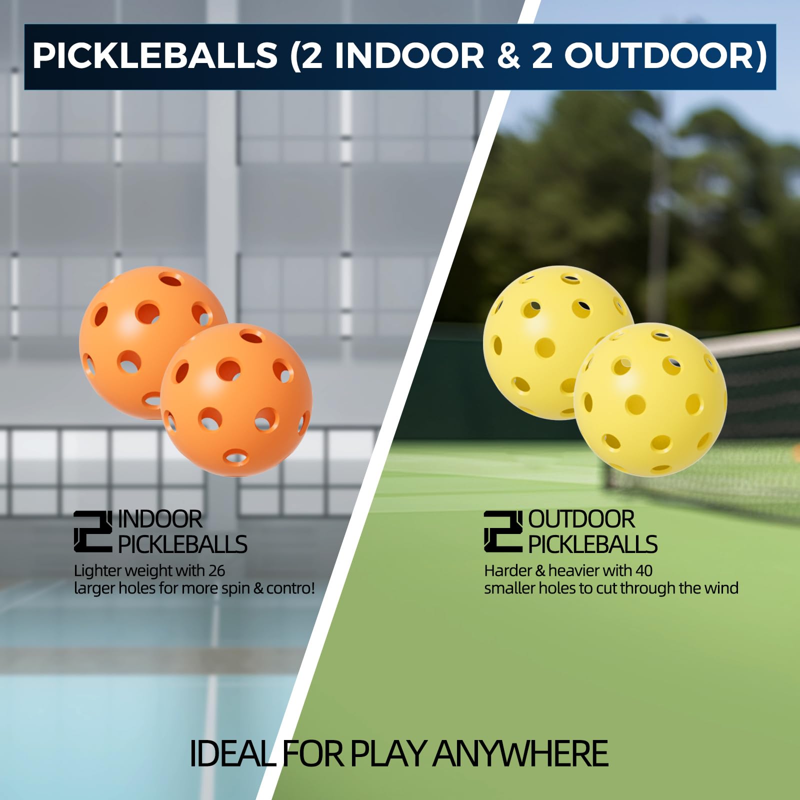 Pickleball Paddles Set of 2 USAPA Approved T700 Raw Carbon Fiber Pickleball Paddle, Friction Surface Pickleball Rackets with 4 Balls 1 Pickleball Bag, Pickle Ball Paddle Set for Men and Women