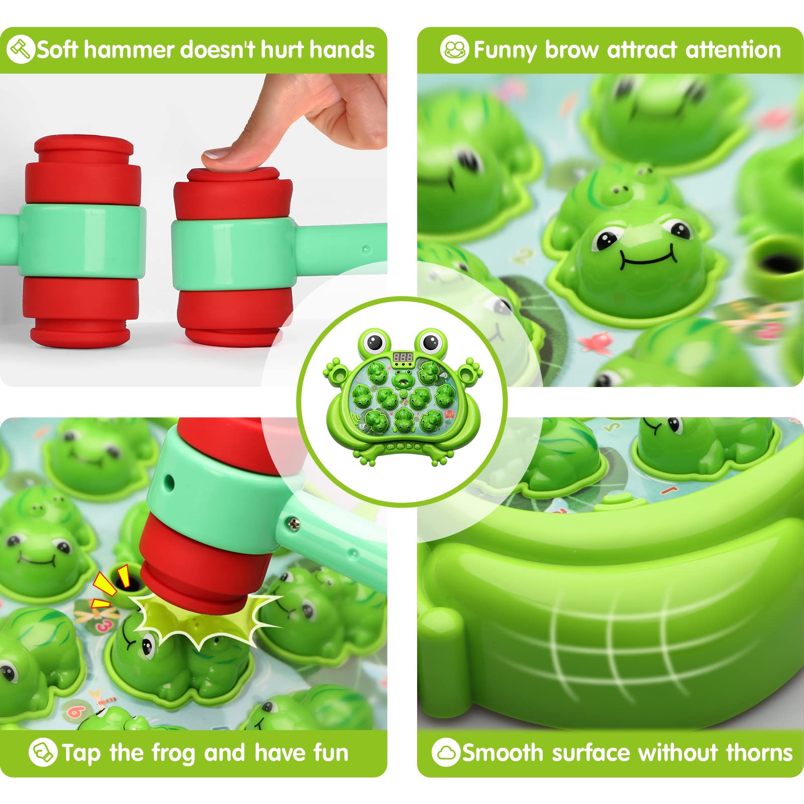 HopeRock Toys for 2 3 4 5 Year Old Boy,Toddler Toys Age 2-4, Whack A Frog Game,with 5 Modes,45 Levels,9 Music Spray and Light-up, Baby Toy Gifts for Early Learning, Birthday Gift for Toddler Boy Toys