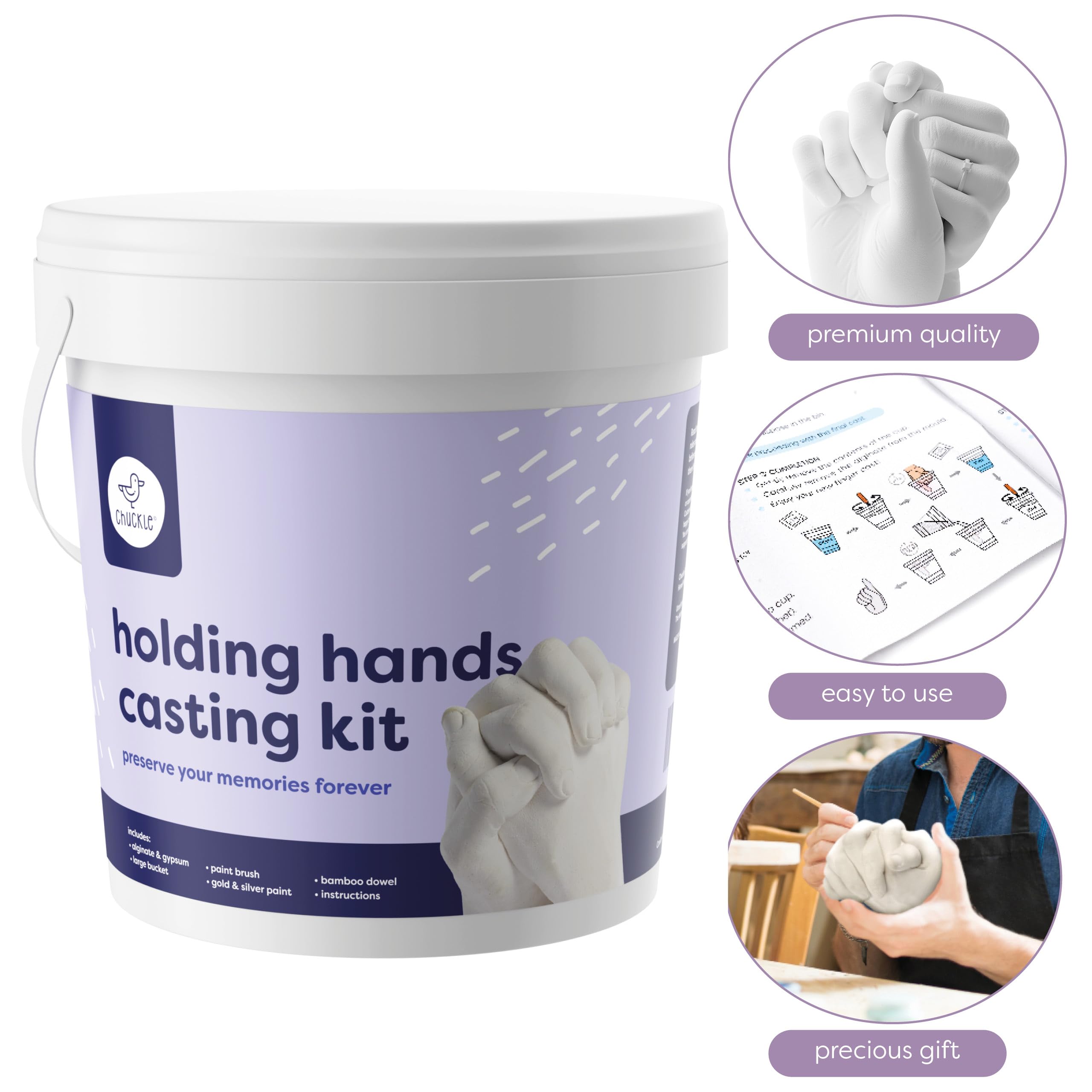 chuckle - Holding Hand Casting Kit for Couples with Base & Paints, Hand Sculpture Hand Molding Kit, Hand Mold Kit Couples Activities - Gift for Women for Wedding, Anniversary, Mothers Day, Valentines