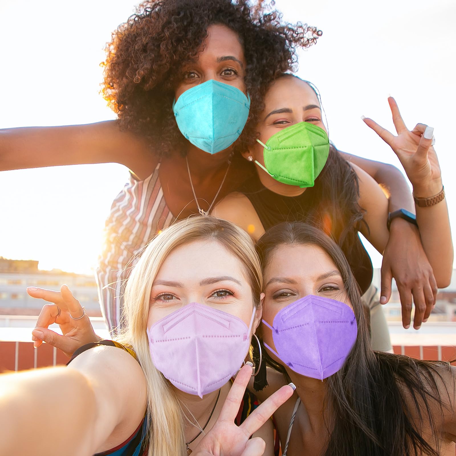 KN95 Face Masks 20Pack Multi-Color 5-Layer Adult Disposable KN95 Mask Gb2626-2019 Standard Filtration Efficiency>95% Dust Protection PM2.5 Individual Packaging