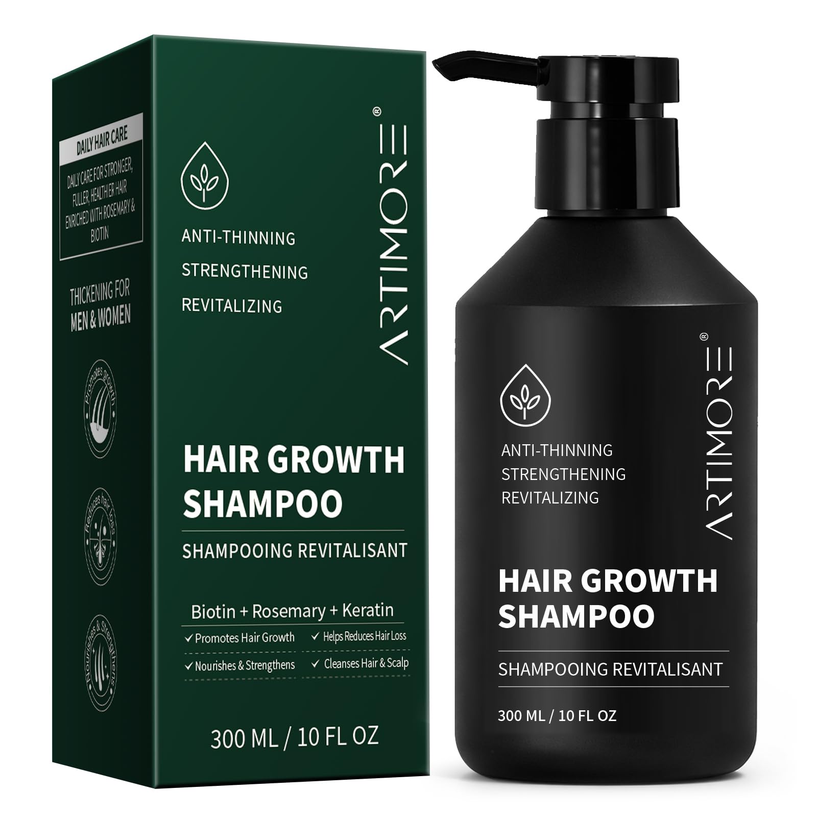 Biotin & Rosemary Hair Growth Shampoo for Thinning Hair for Women, Hair Loss Shampoo for Men, Nourishes Scalp with Natural Ingredients 300 ml