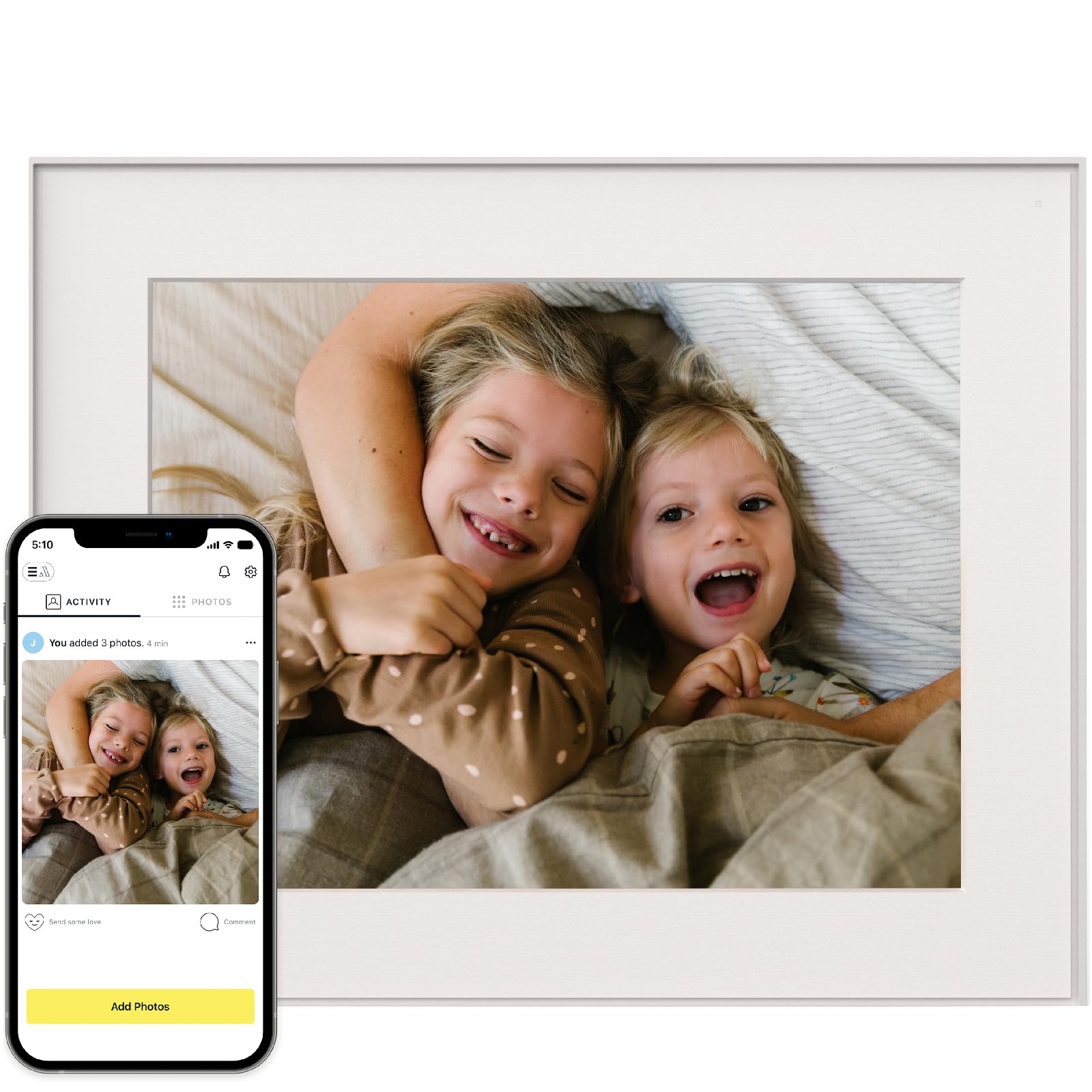 Aura Walden 15" WiFi Digital Picture Frame | Wirecutter's Best Digital Frame for Gifting | Send Photos from Your Phone | Quick, Easy Setup in Aura App | Free Unlimited Storage | White Clay