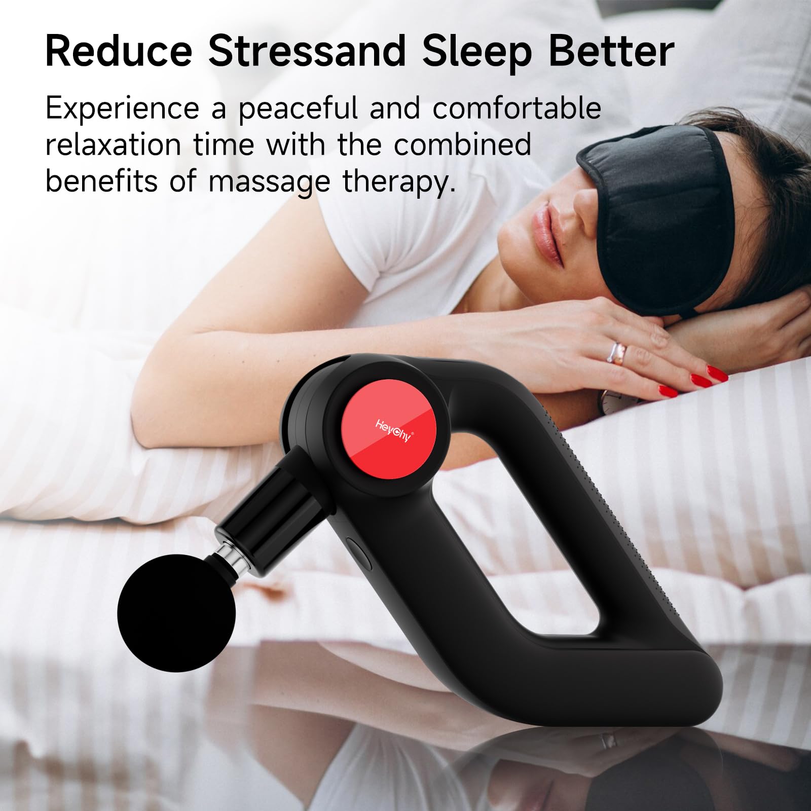 HEYCHY Massage Gun Deep Tissue with Heat, 90°Adjustable Percussion Massager with 12mm Amplitude, Type-C Charging, Carry Case, 4 Speed Modes for Athletes Workout Pain Relief, New Year Gifts (Black)