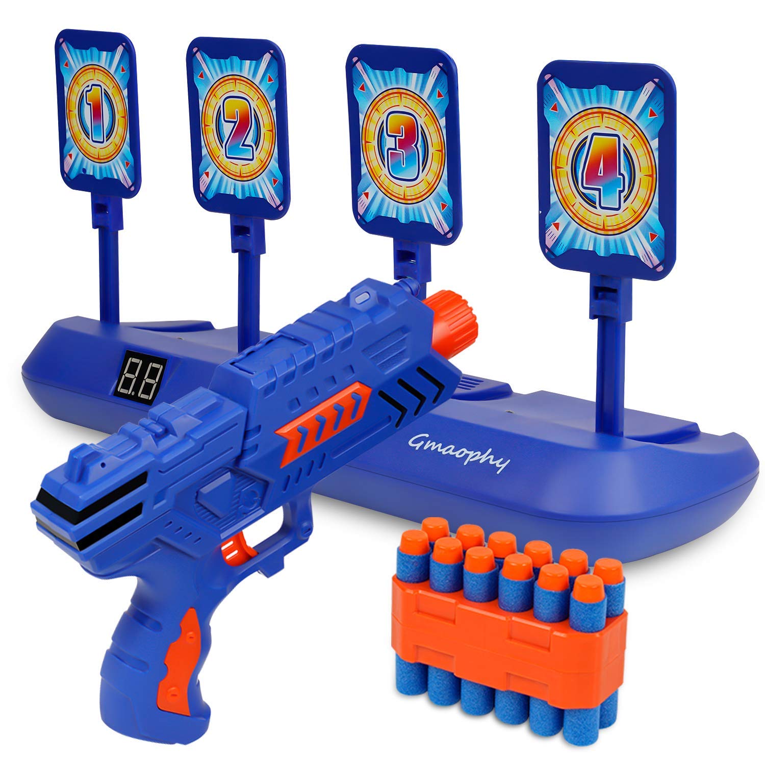 Digital Targets with Foam Dart Toy Blaster, 4 Targets Auto Reset Electronic Scoring Toys, Ideal Gift of Birthday/Christmas for Age of 5 6 7 8 9 10+ Years Old Kid Boys Girls