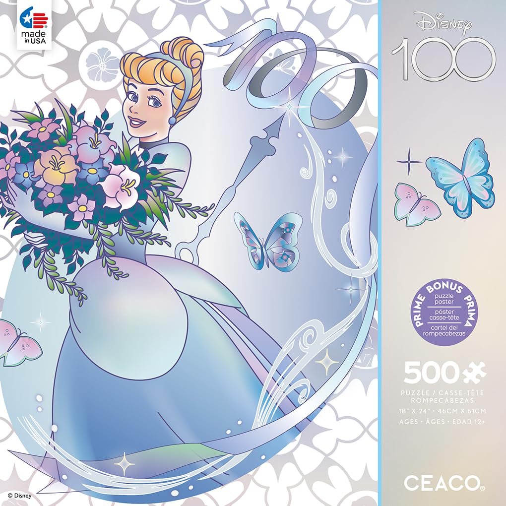 Ceaco - Disney's 100th Anniversary - Platinum Princess Cinderella - 500 Piece Jigsaw Puzzle