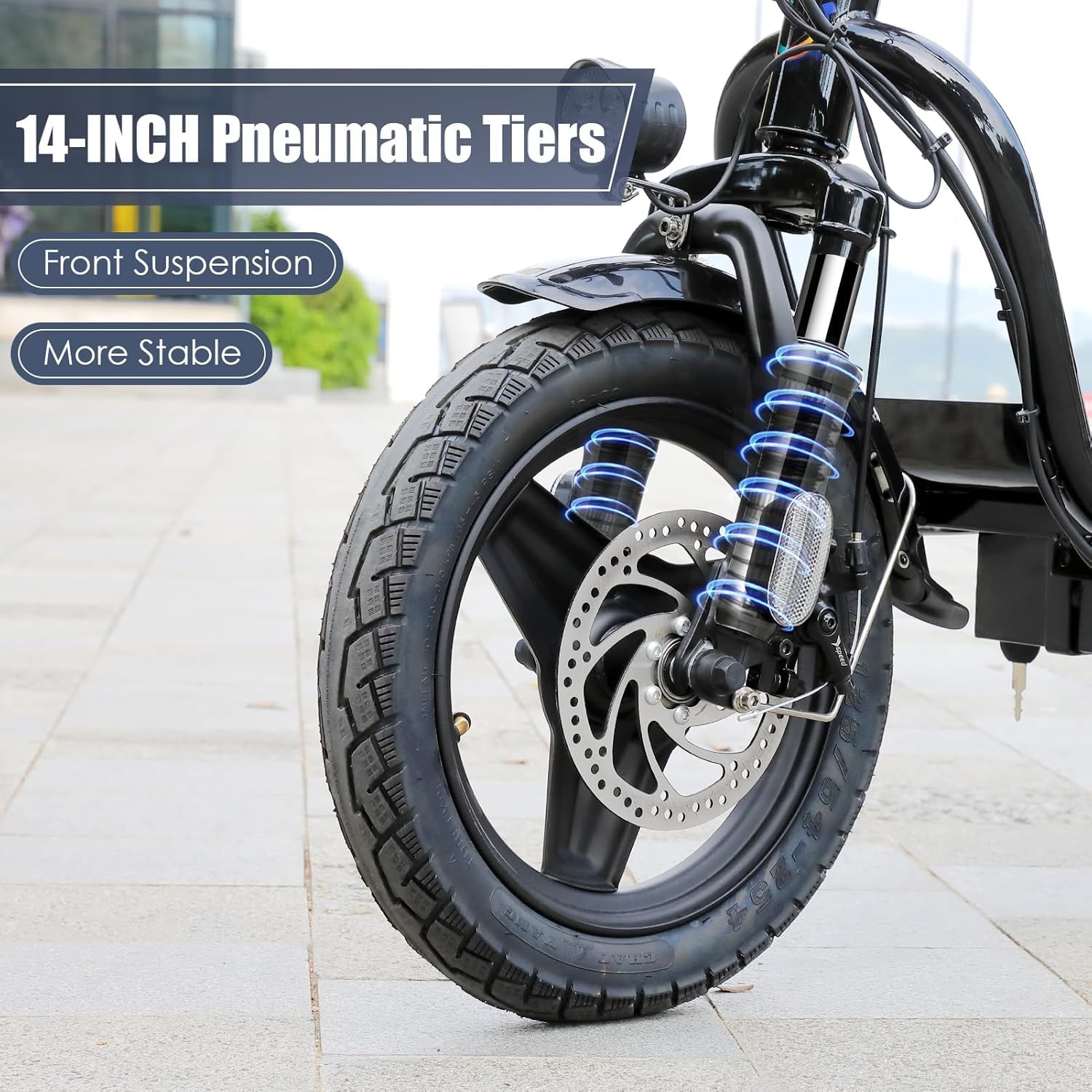 Caroma 819W Peak Electric Scooters for Adults, 14" Fat Tire, 375Wh Battery, 25 Miles Range, 20MPH Top Speed, Foldable Electric Scooter with Seat, Dual Shock Absorbing Electric Bike for Commuting,Blac