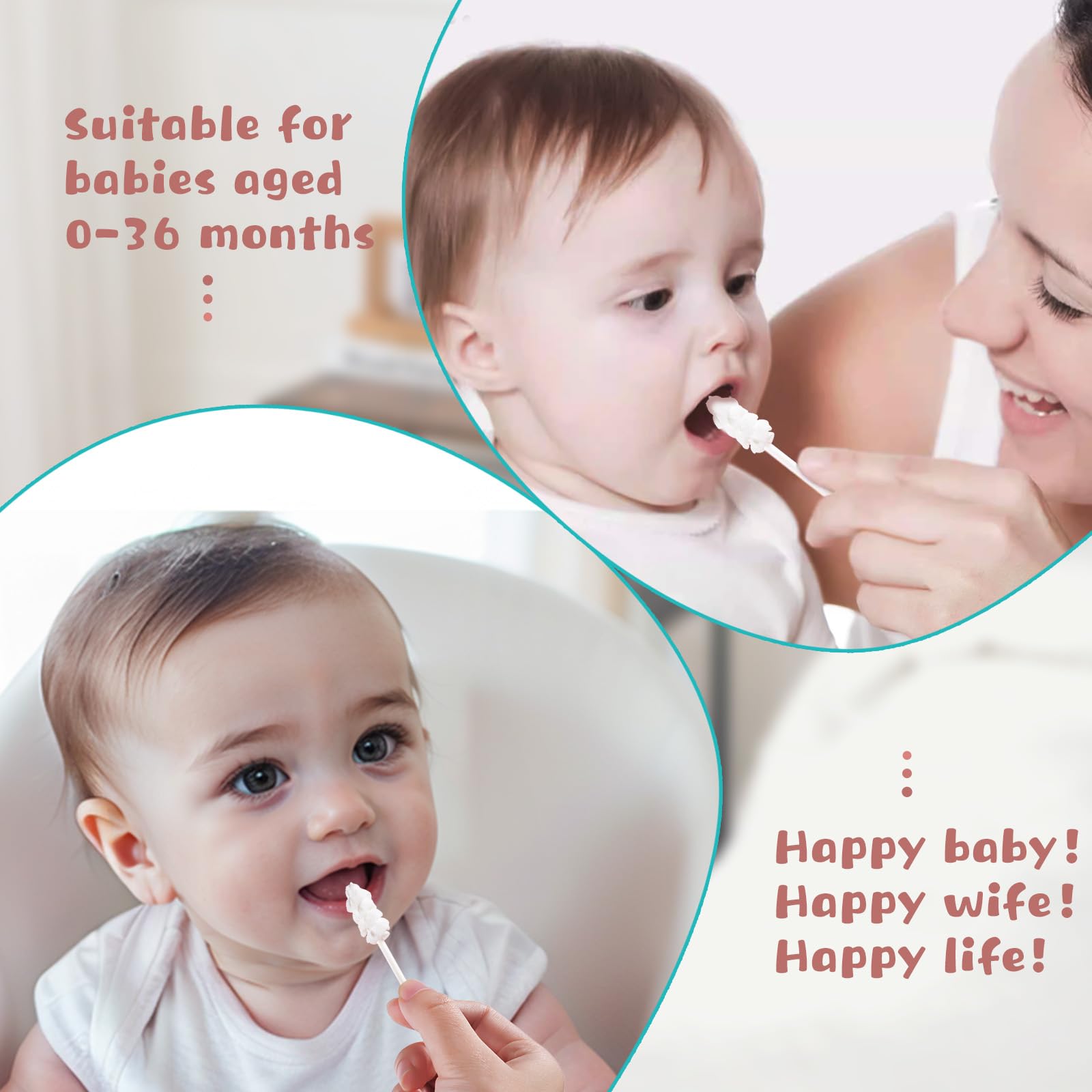 Lonlown 60PCS Baby Tongue Cleaner & 1PCS Finger Toothbrush Infant Mouth Cleaner Newborn Gum Cleaner Disposable Infant Oral Clean Stick Dental Care for 0-36 Month Baby