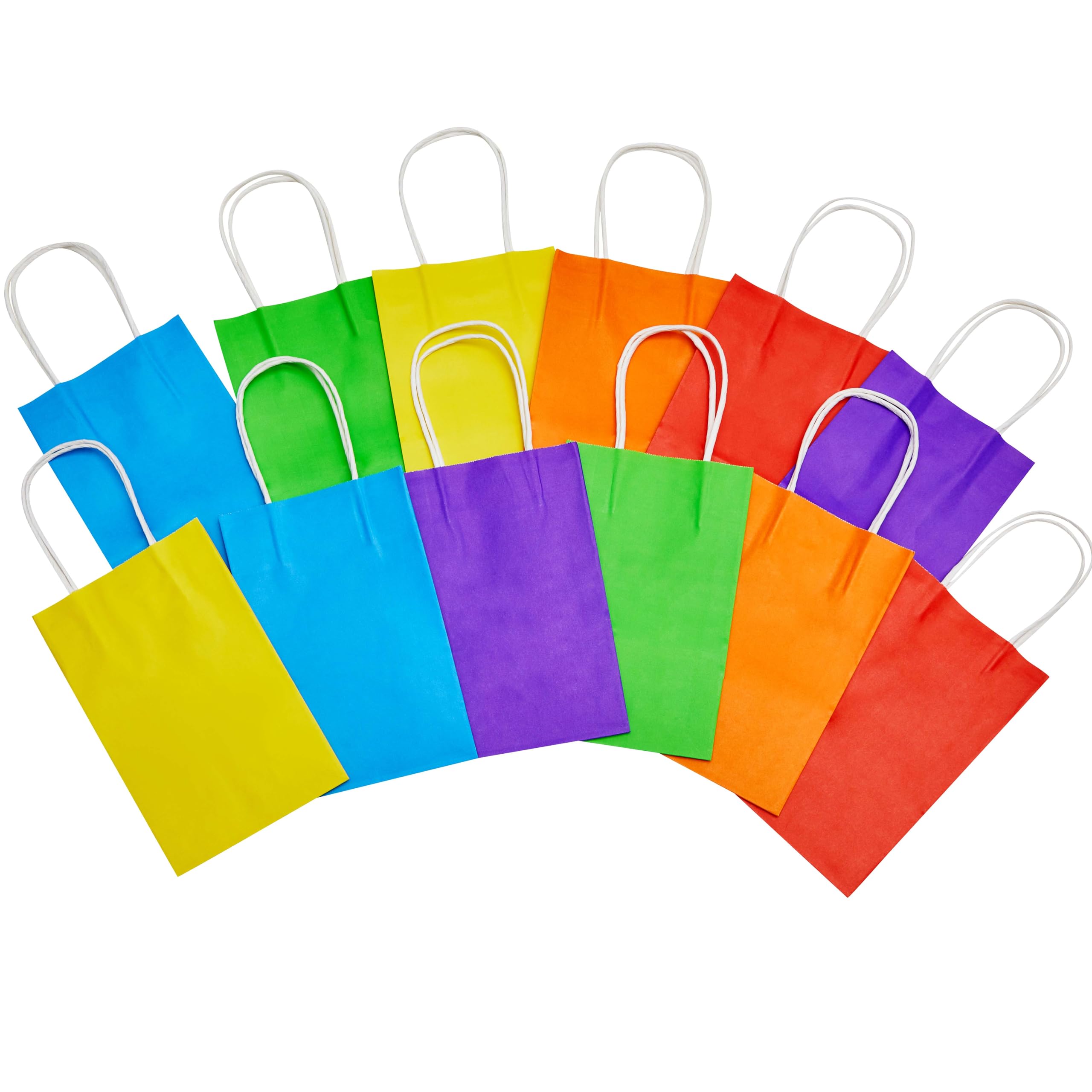 SUNCOLOR 24 Pieces 8" Rainbow Goodie Bags Small Gift Bags with Handle for Party Favor Bags (Rainbow)