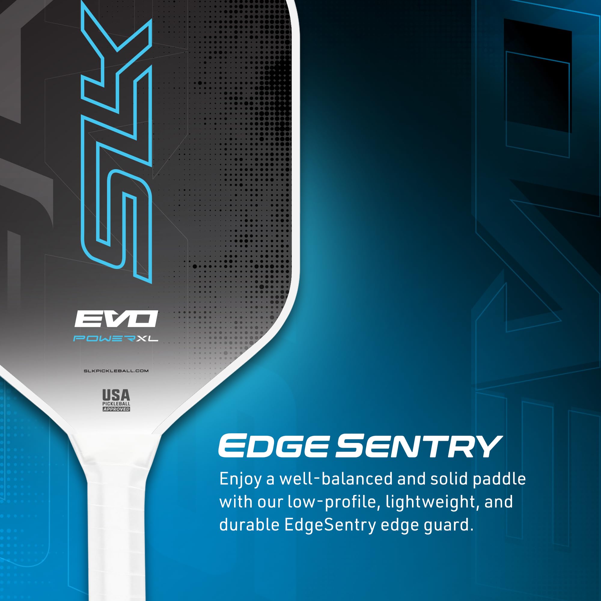 SLK Evo Power MAX Pickleball Paddle by Selkirk Sport | G9 Power Carbon Fiber Pickleball Paddle with SpinFlex Surface and Rev-Hybrid Polymer Core | Blue