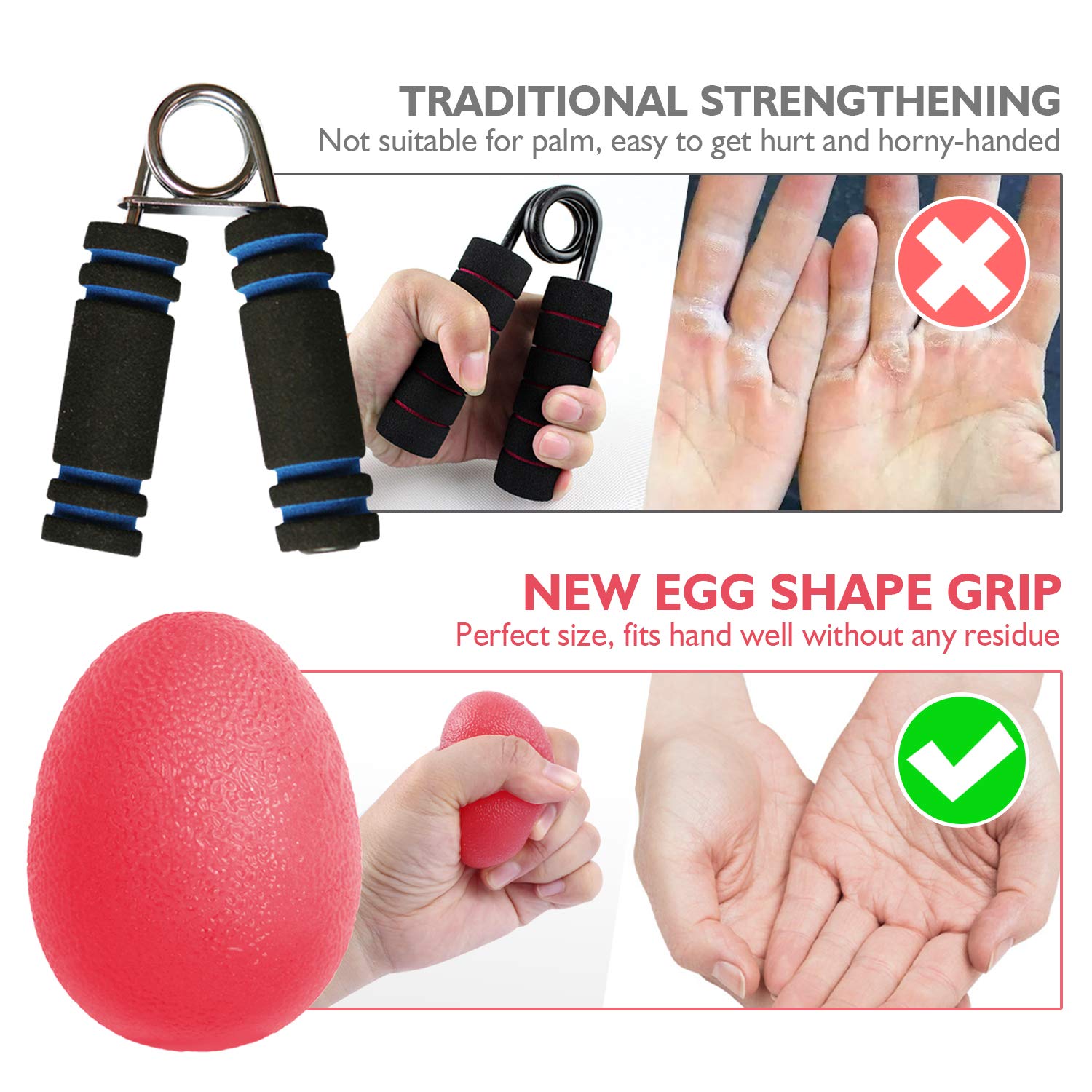 Peradix Hand Grip Strength Trainer, Stress Relief Ball for Adults and Kids, Wrist Rehab Therapy Hand Grip Equipment Ball Squishy Tools - Set of 3 Finger Resistance Exercise Squeezer