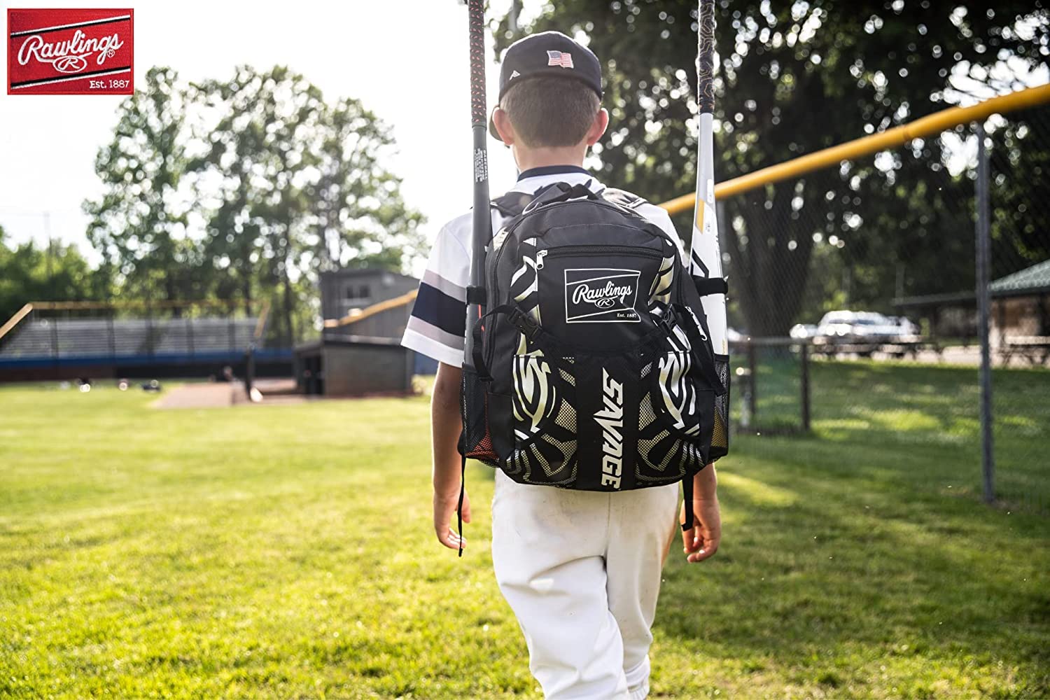 Rawlings | SAVAGE Backpack Equipment Bag | T-Ball / Baseball / Softball | Black