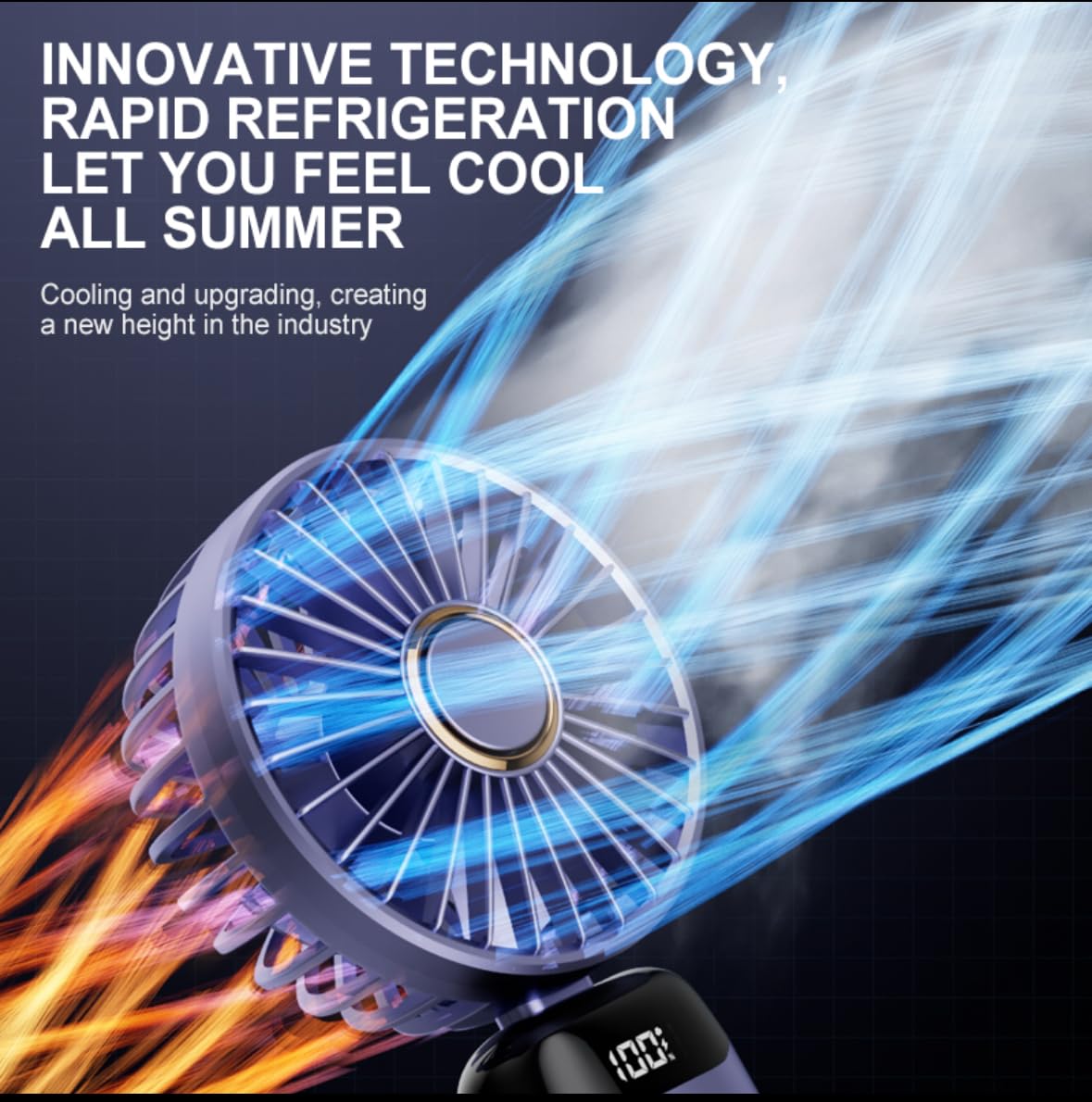 CasaCare Handheld Mini FAN with LED Display, USB Rechargeable Mini Cooling Device with 5 Speeds, Foldable Personal Cooler for Travel, Office, Outdoor, Makeup