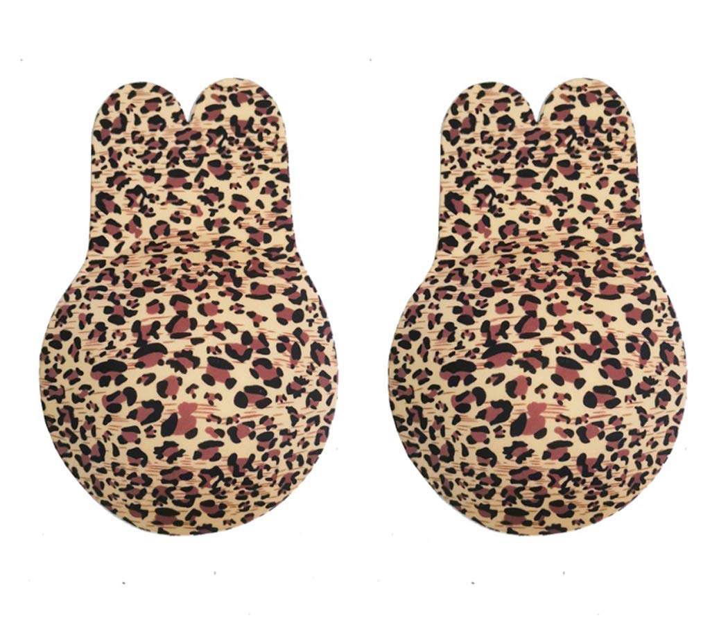 Adhesive Bra Invisible Sticky Sexy Leopard Push Up Lift Nipplecovers Strapless Backless Silicone Bra (2XL)