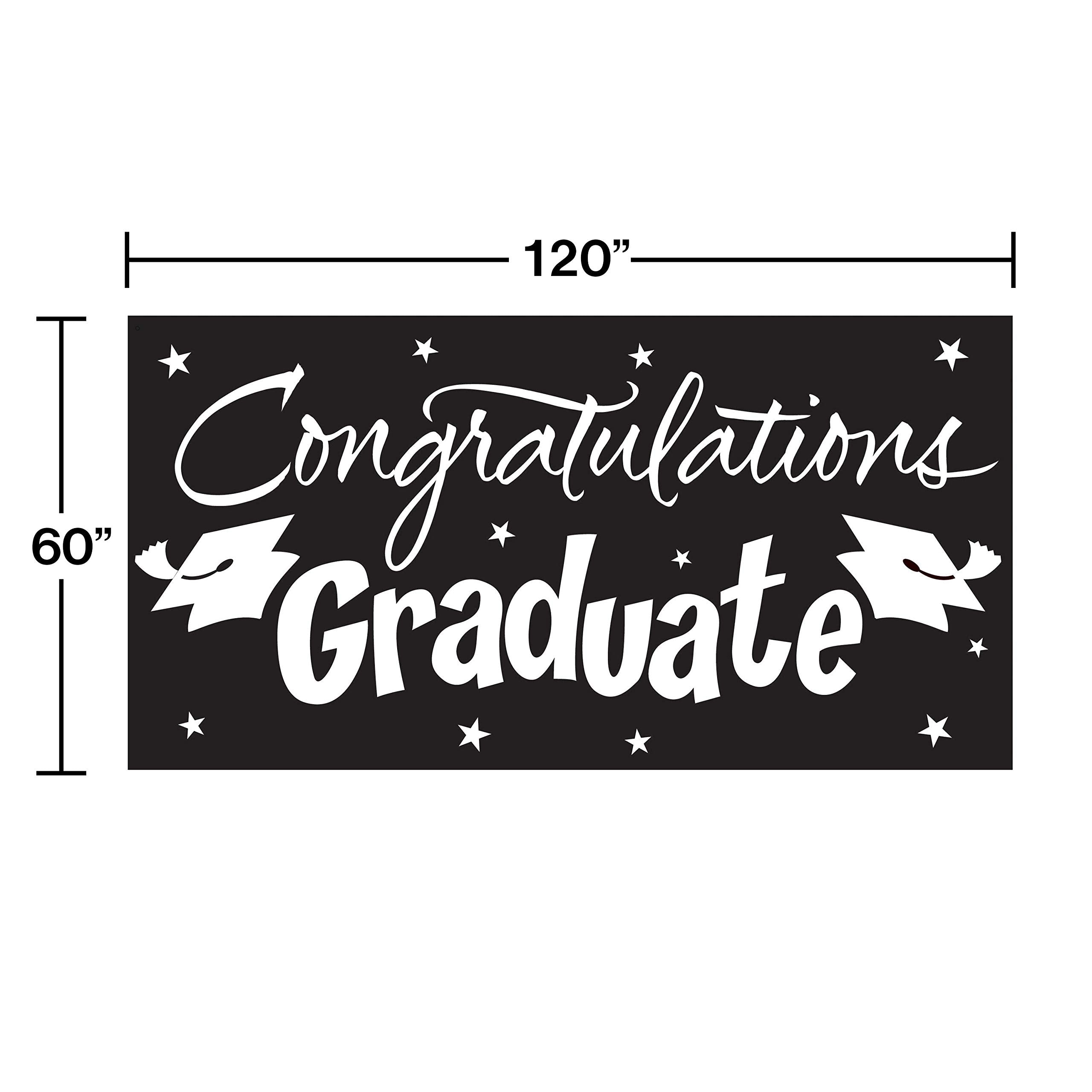 Creative Converting Gigantic Greetings Black Congratulations Graduates Giant Banner, One Size